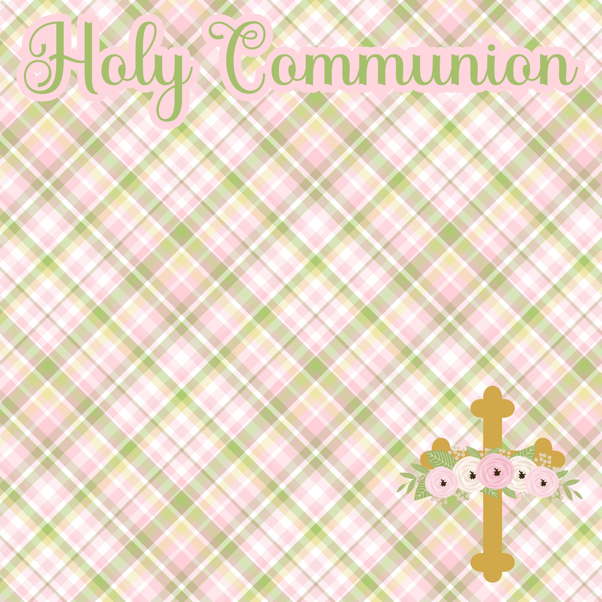 Holy Sacraments Collection First Communion Girl 12 x 12 Double-Sided Scrapbook Paper by SSC Designs