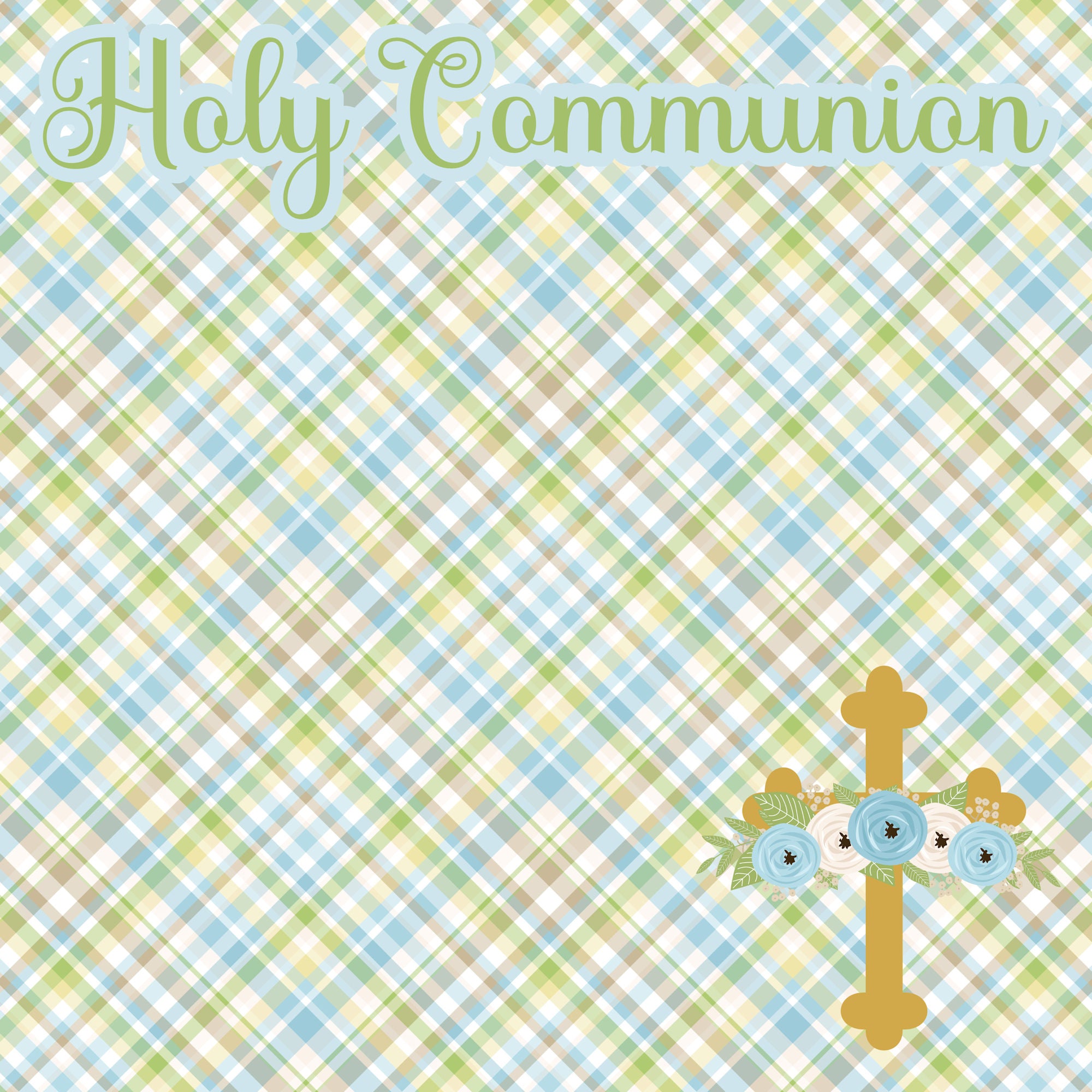 Holy Sacraments Collection First Communion Boy 12 x 12 Double-Sided Scrapbook Paper by SSC Designs