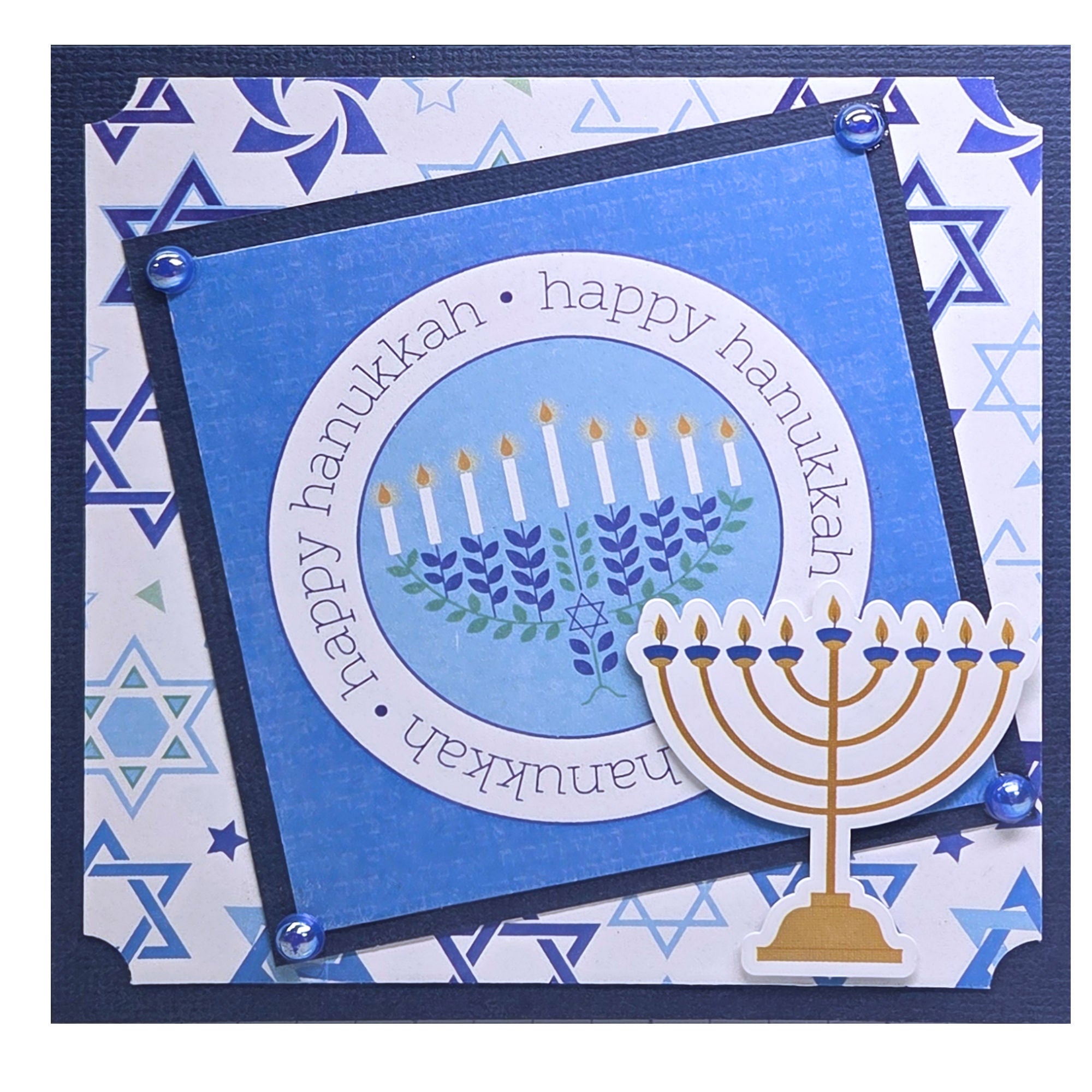 Happy Hanukkah 4.5 x 4.5 Fully-Assembled Scrapbook Embellishment by SSC Designs