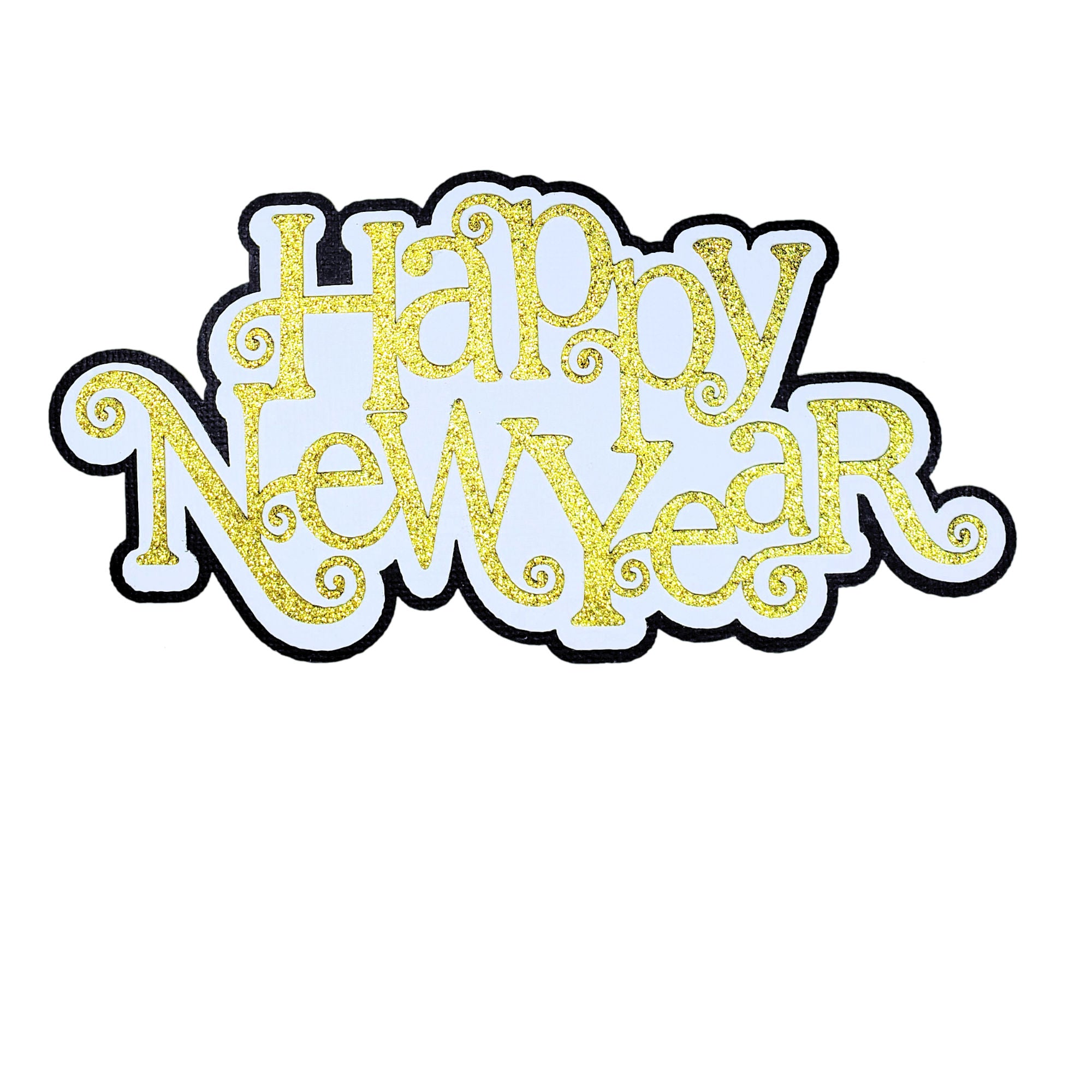 Happy New Year Glitter 4 x 6 Scrapbook Embellishment by SSC Laser Designs