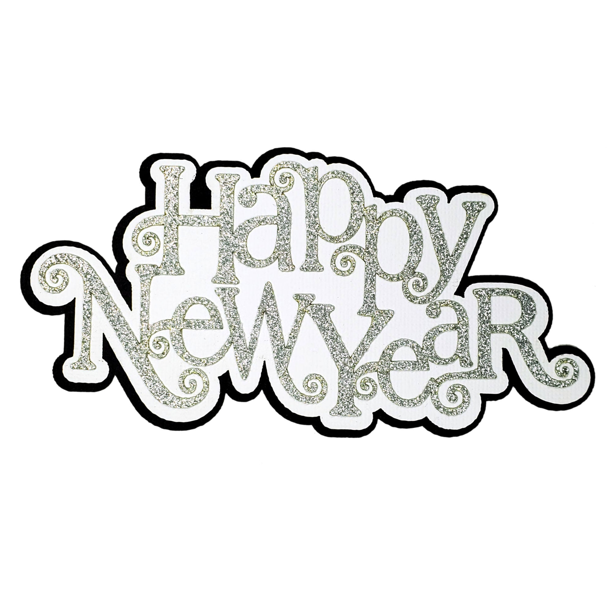 Happy New Year Glitter 4 x 6 Scrapbook Embellishment by SSC Laser Designs