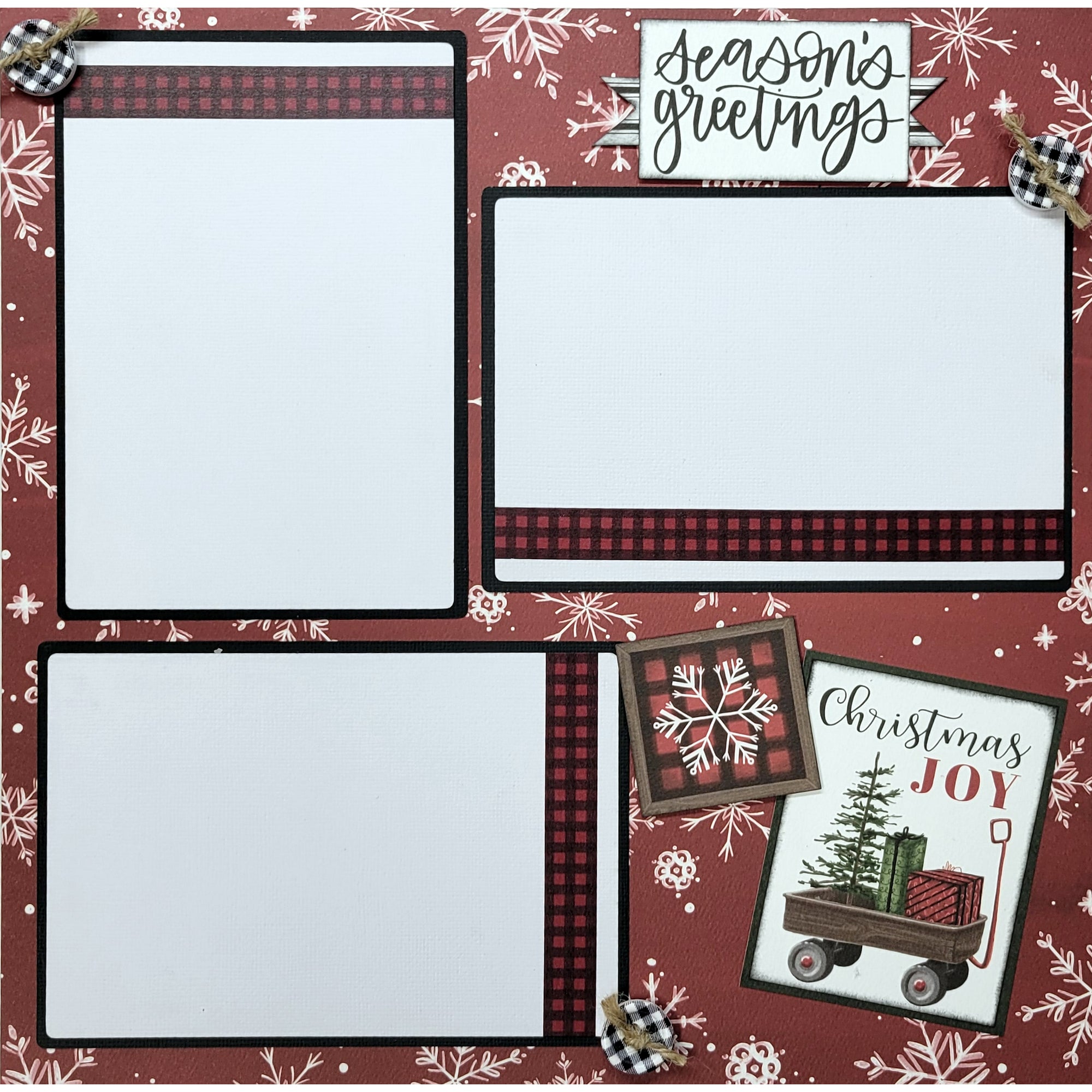 The Most Wonderful Time Of The Year (2) - 12 x 12 Pages, Fully-Assembled & Hand-Crafted 3D Scrapbook Premade by SSC Designs