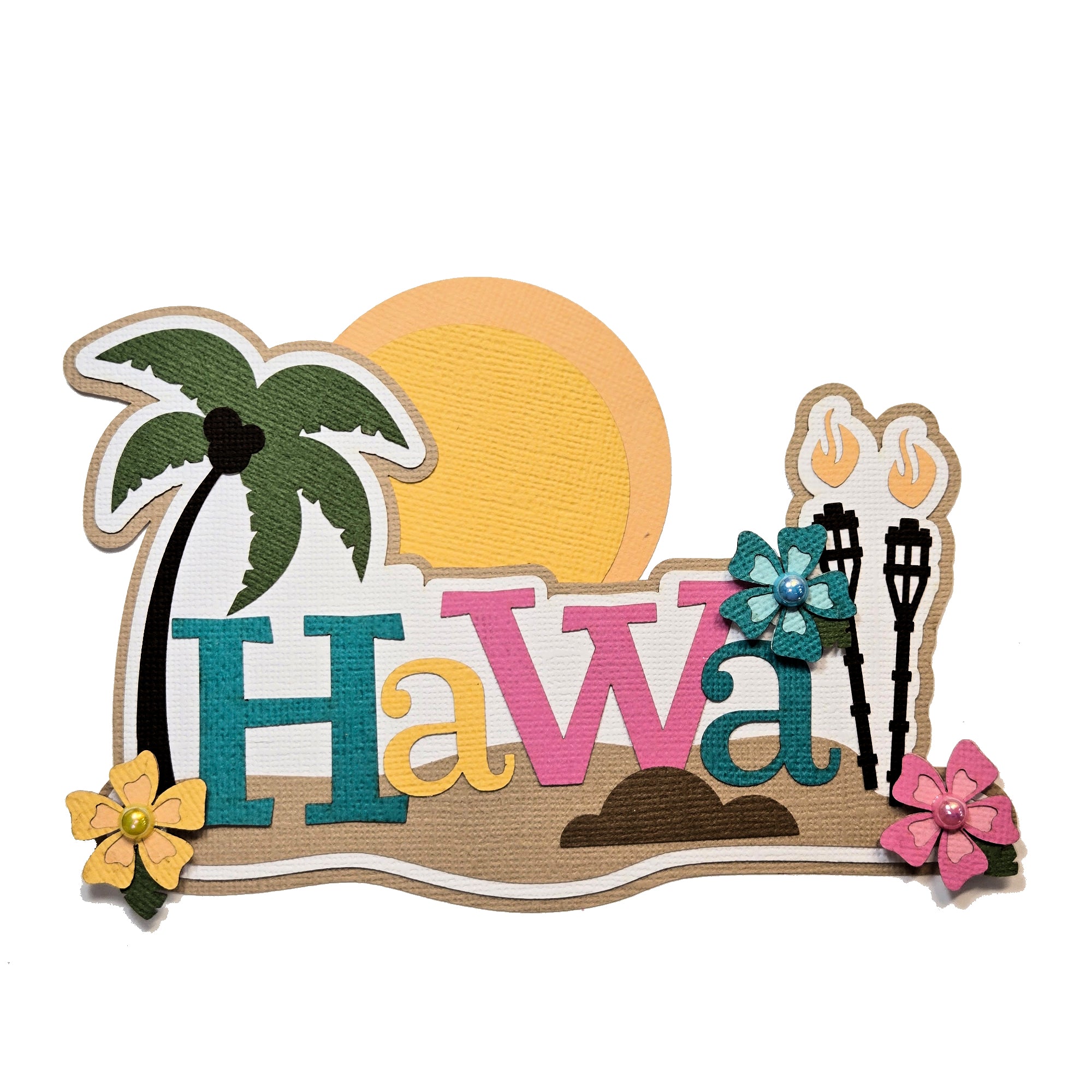 Hawaii Title 4x6.5  Fully-Assembled Laser Cut Scrapbook Embellishment by SSC Laser Designs