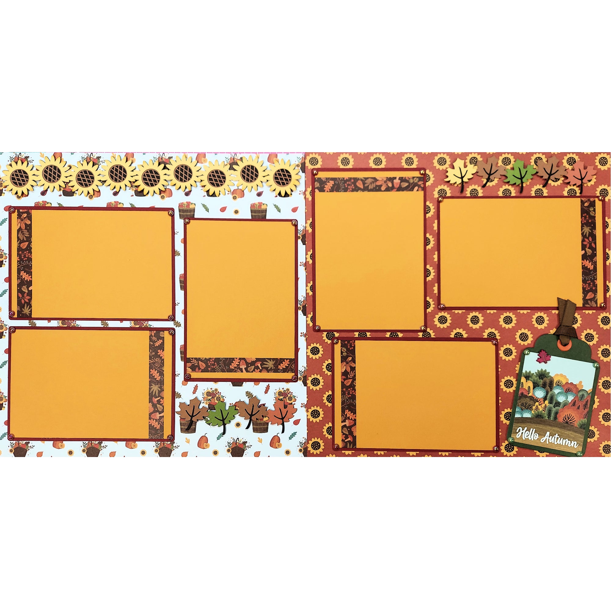 Hello Autumn (2) - 12 x 12 Pages, Fully-Assembled & Hand-Crafted 3D Scrapbook Premade by SSC Designs