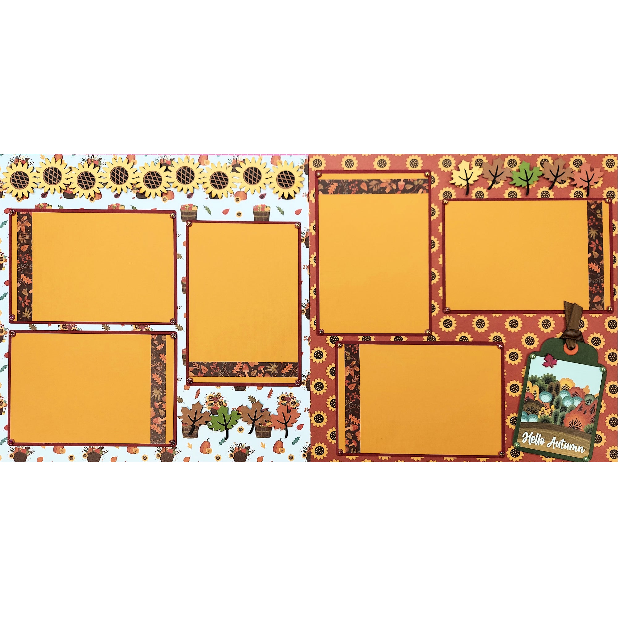 Hello Autumn (2) - 12 x 12 Pages, Fully-Assembled & Hand-Crafted 3D Scrapbook Premade by SSC Designs