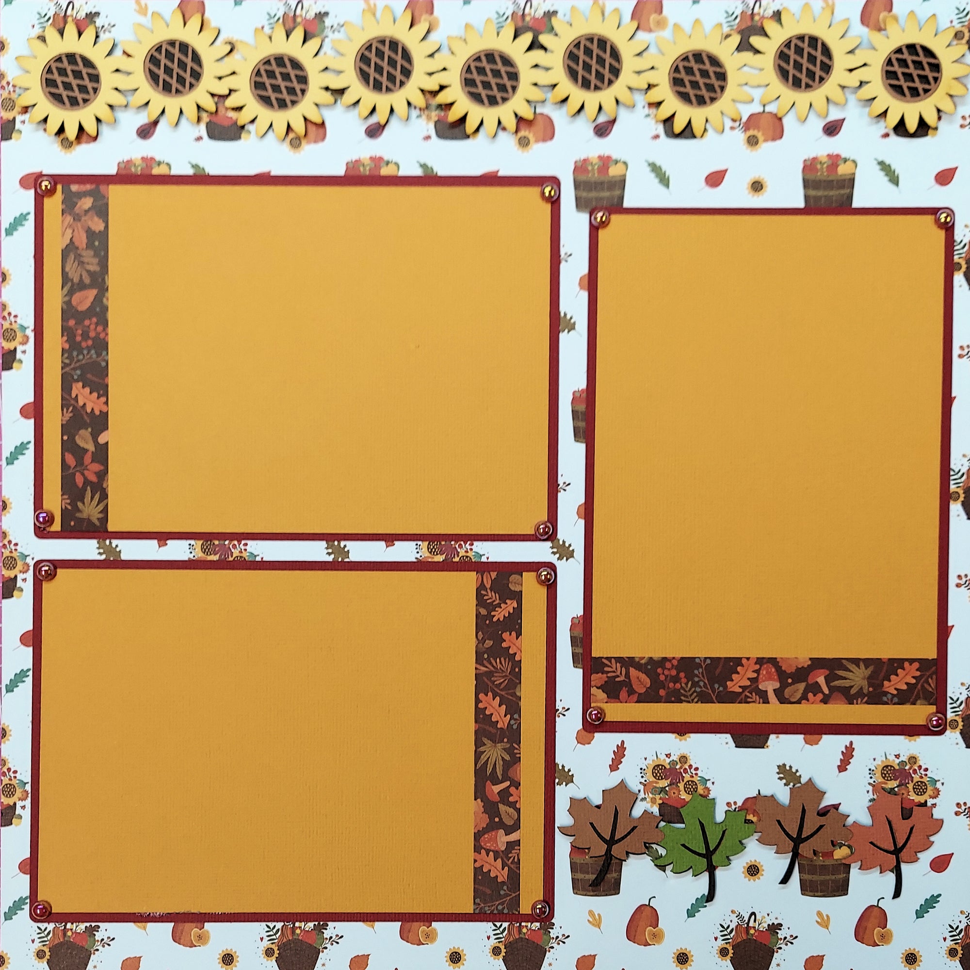 Hello Autumn (2) - 12 x 12 Pages, Fully-Assembled & Hand-Crafted 3D Scrapbook Premade by SSC Designs