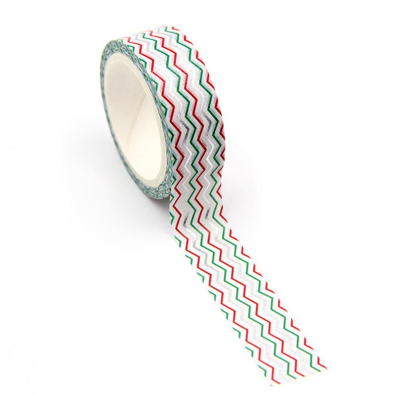 TW Collection Christmas Chevron Silver Foil Washi Tape by SSC Designs - 15mm x 15 Feet