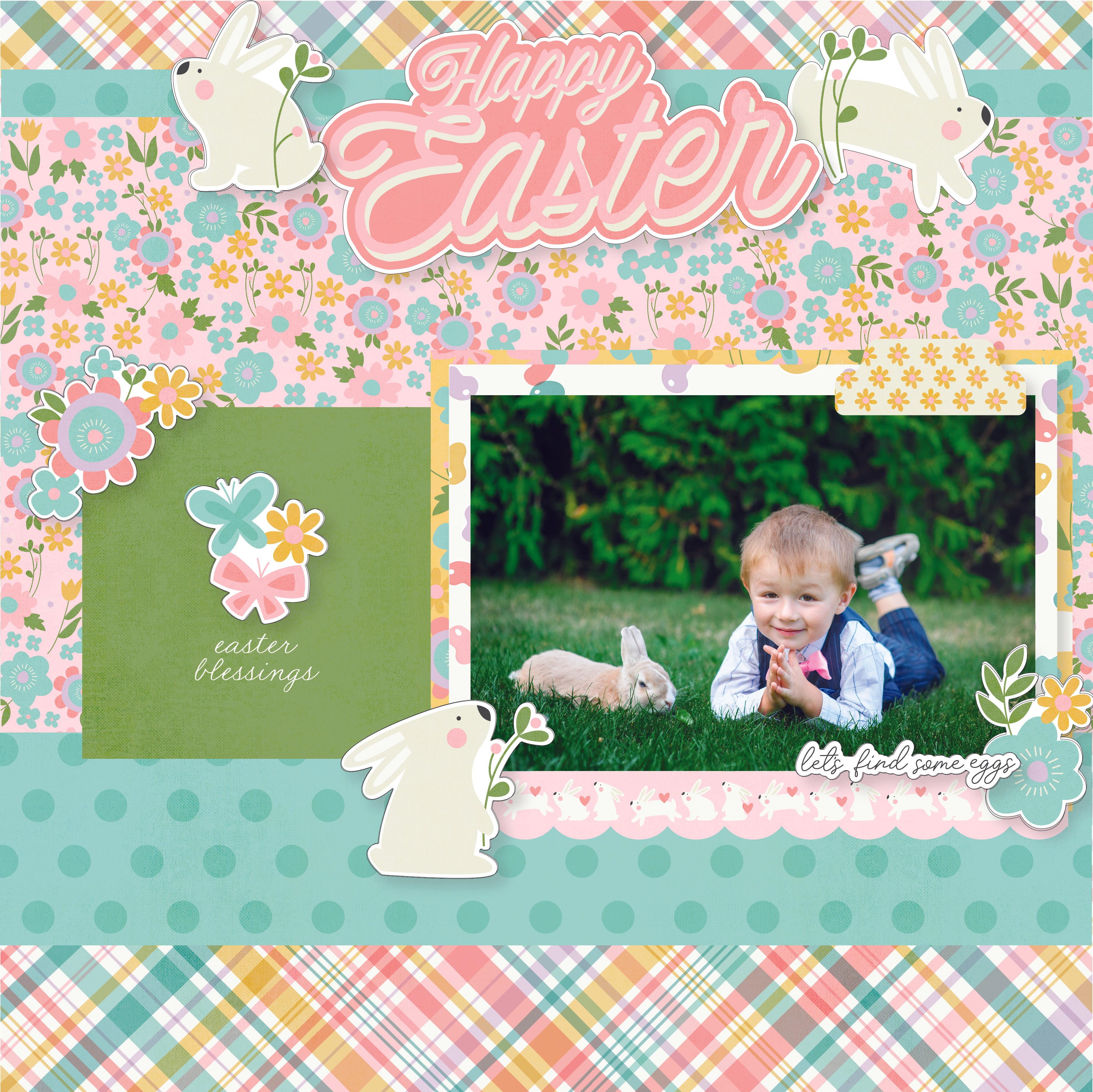 Hoppy Easter Collection Elements 12 x 12 Double-Sided Scrapbook Paper by Simple Stories