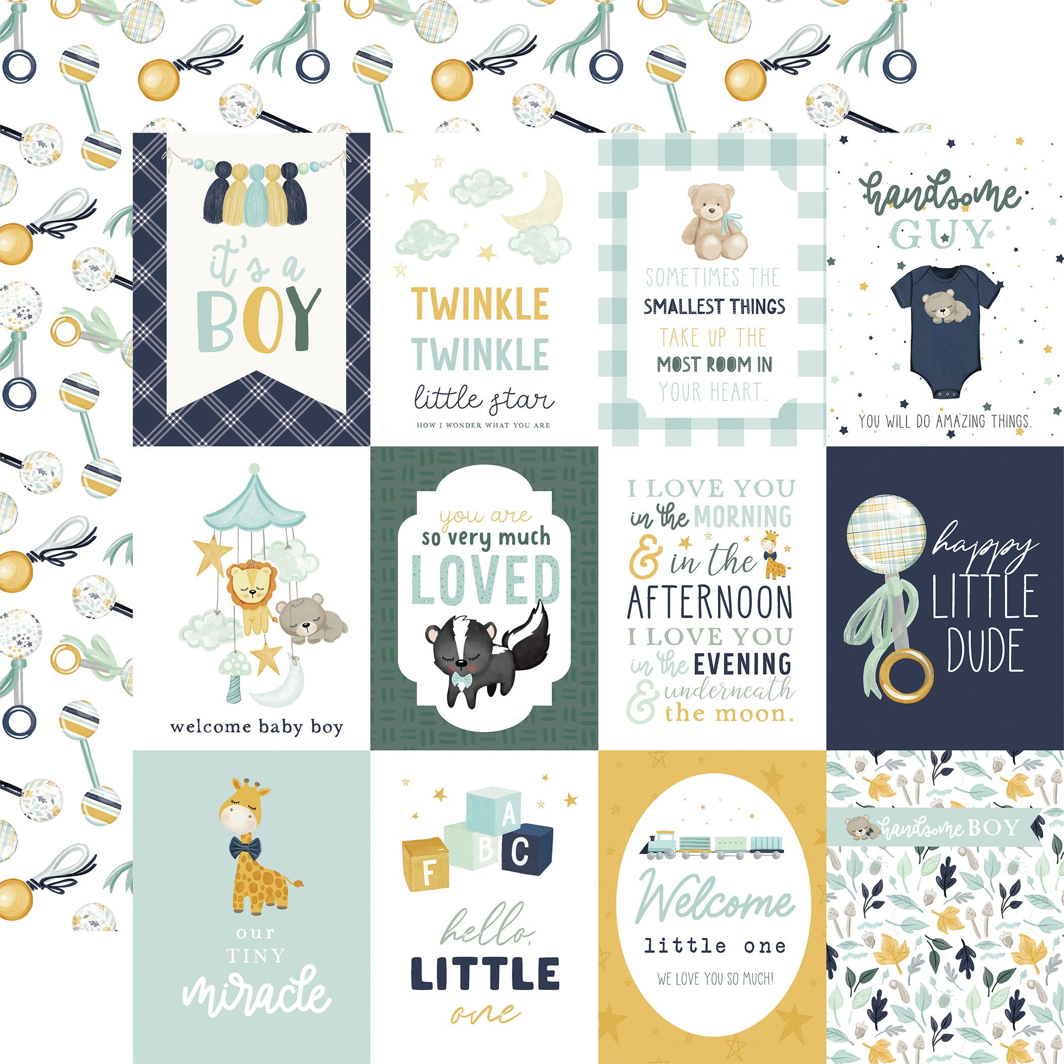 It's a Boy Scrapbook Paper & Sticker Collection Kit by Echo Park Paper - 13 Pieceses