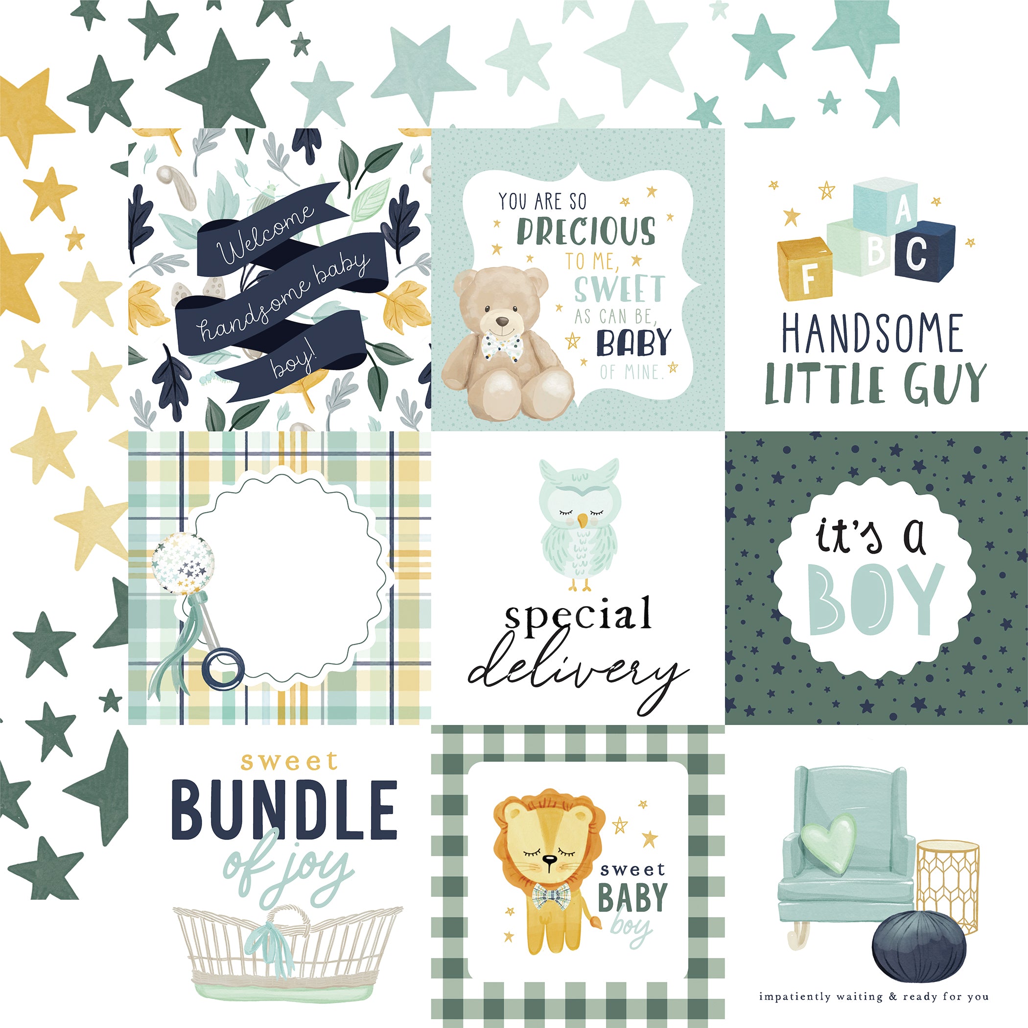 It's a Boy Scrapbook Paper & Sticker Collection Kit by Echo Park Paper - 13 Pieceses