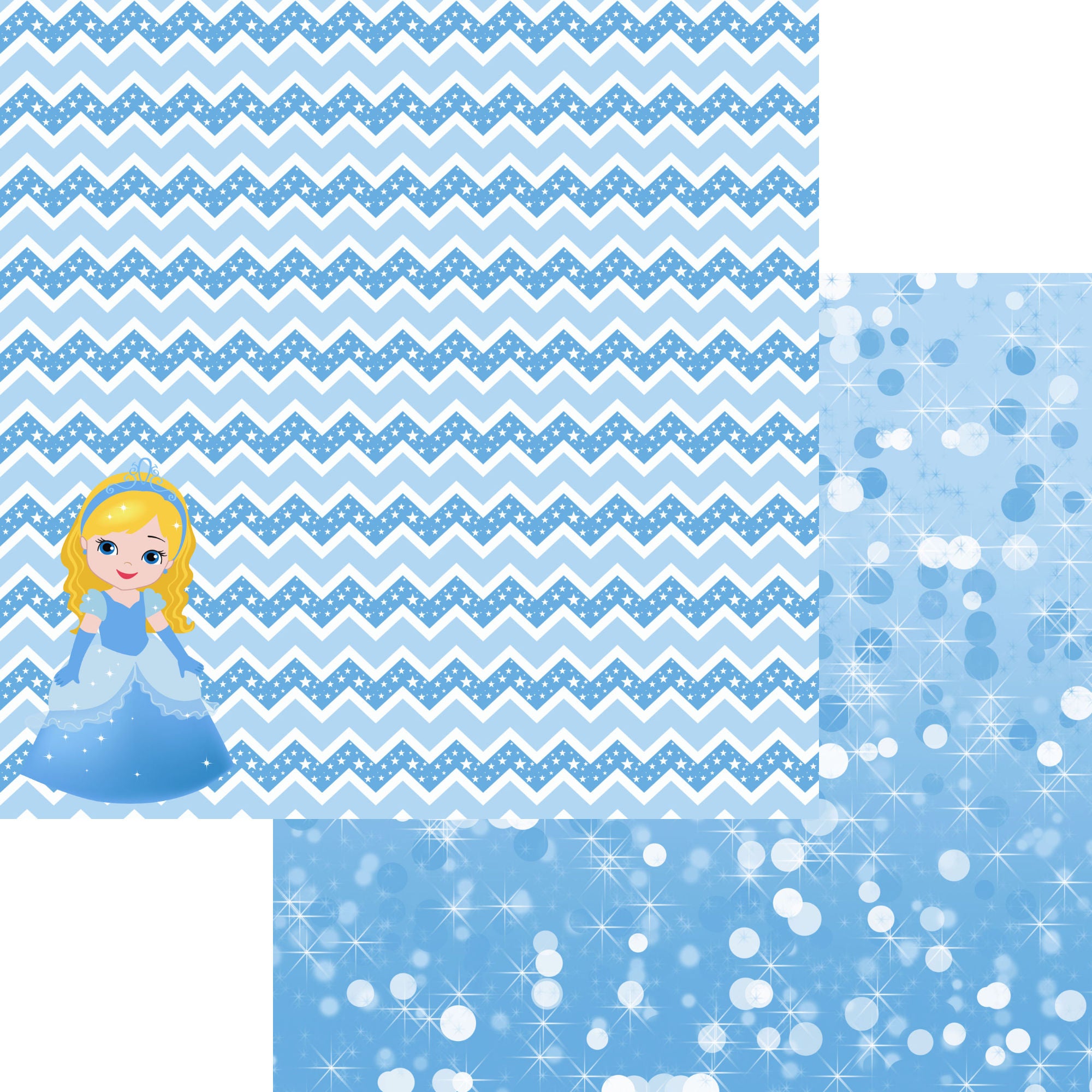 Inspired By Collection Blue Princess 12 x 12 Double-Sided Scrapbook Paper by SSC Designs