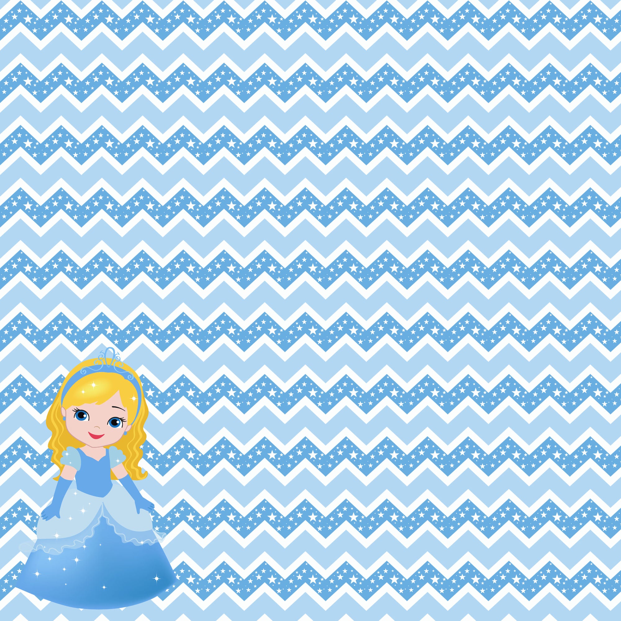 Inspired By Collection Blue Princess 12 x 12 Double-Sided Scrapbook Paper by SSC Designs