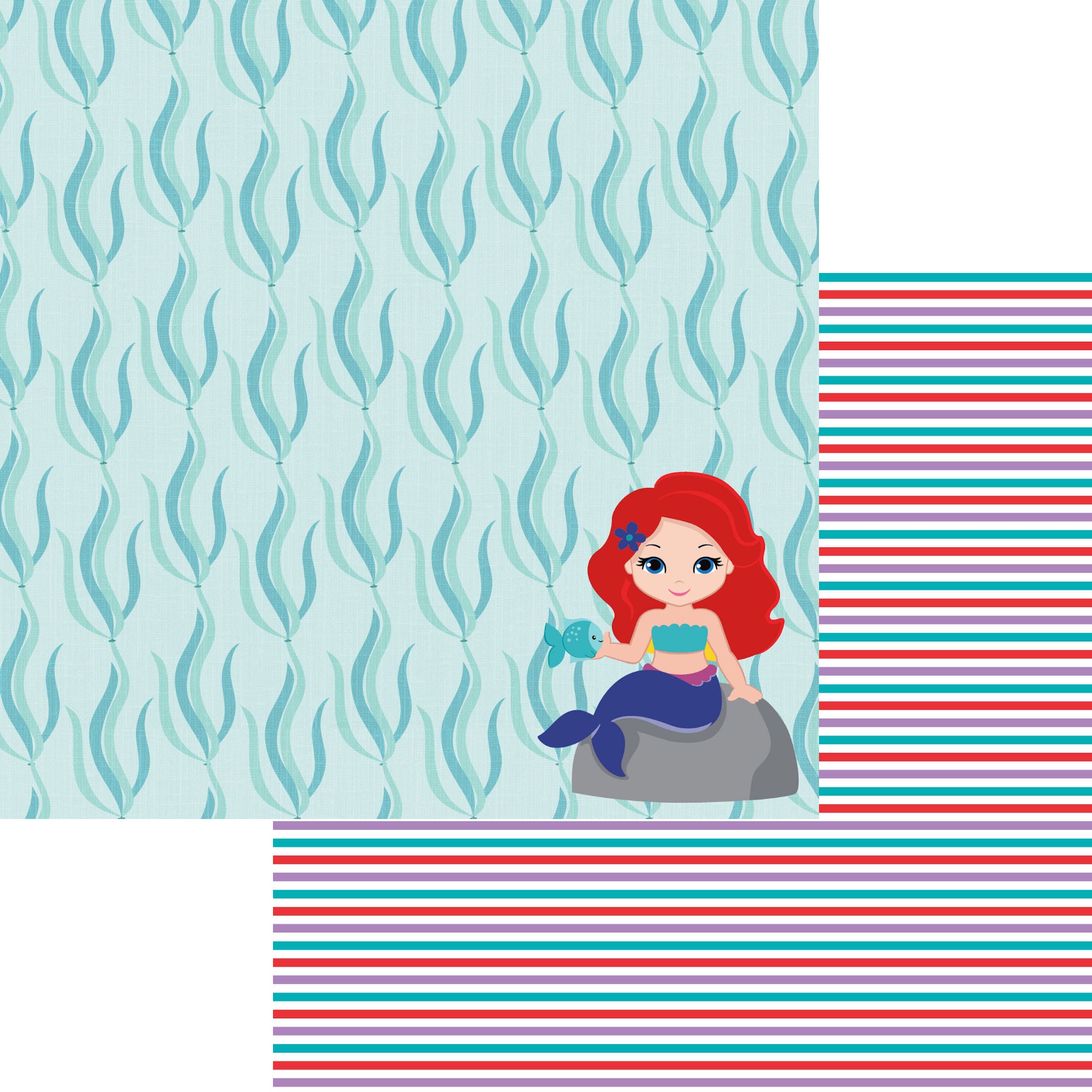 Inspired By Collection Mermaid Princess 12 x 12 Double-Sided Scrapbook Paper by SSC Designs