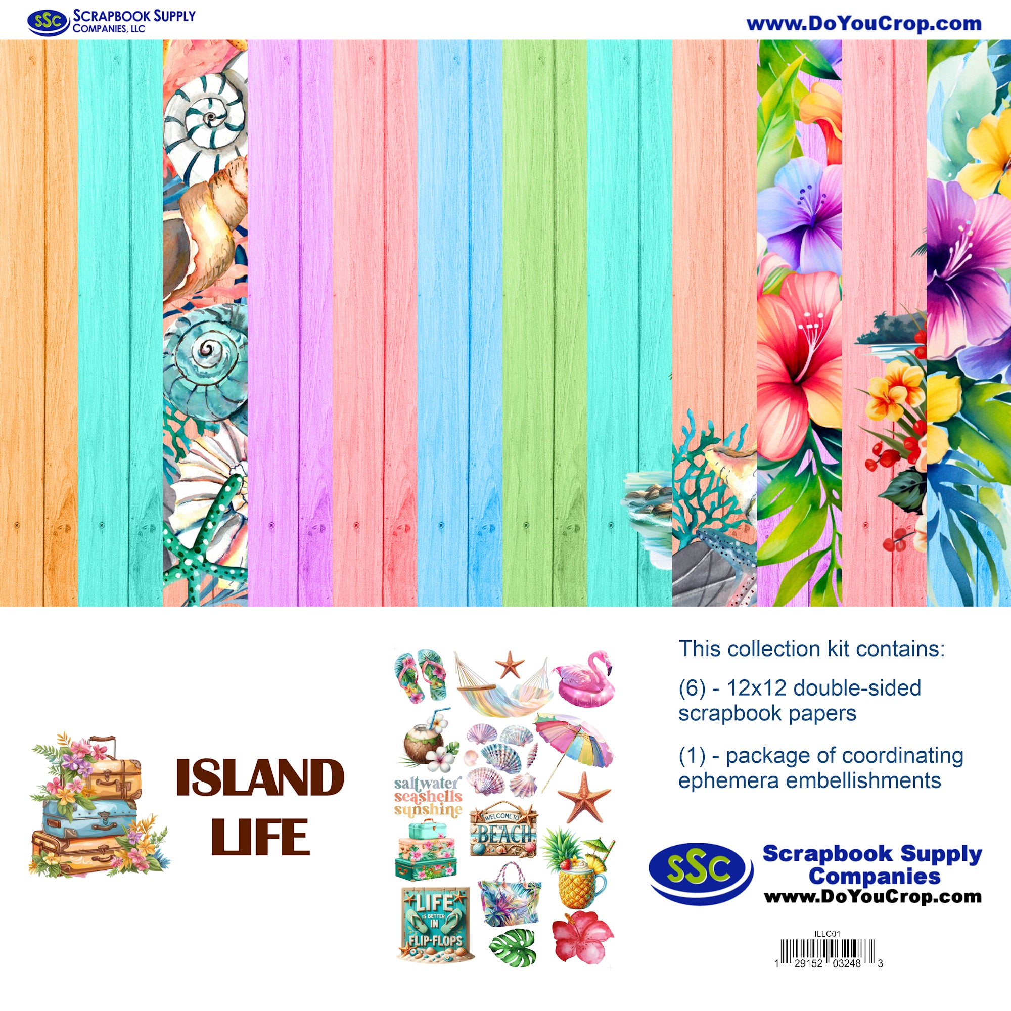 Island Life 12 x 12 Scrapbook Paper & Embellishment Kit by SSC Designs
