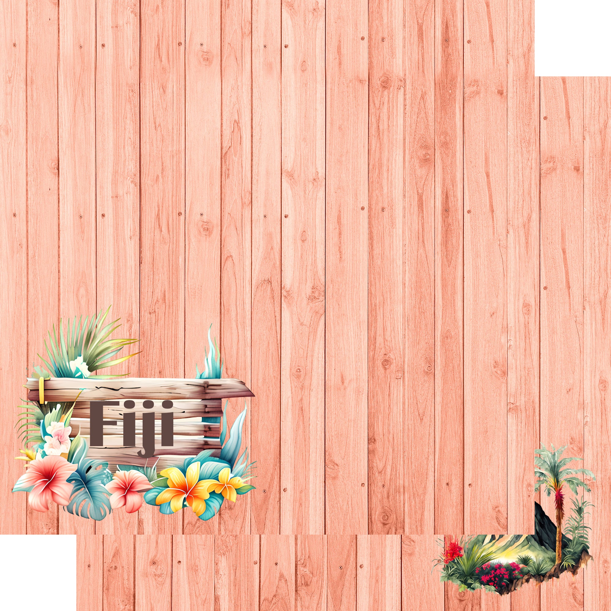 Island Life Collection Fiji 12 x 12 Double-Sided Scrapbook Paper by SSC Designs