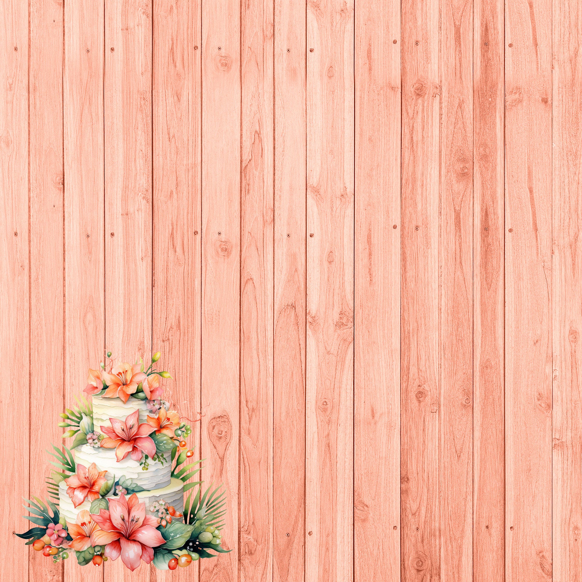 Island Life Collection Wedding Cake 12 x 12 Double-Sided Scrapbook Paper by SSC Designs