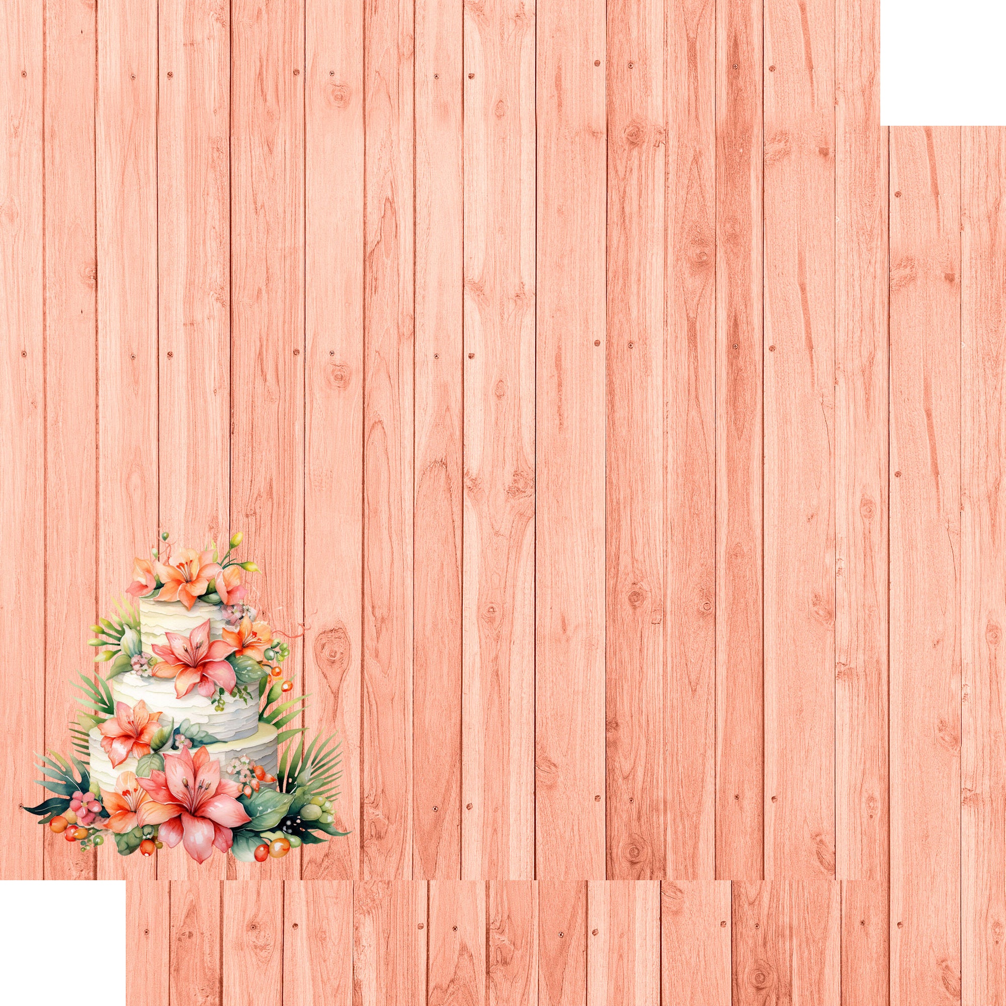 Island Life Collection Wedding Cake 12 x 12 Double-Sided Scrapbook Paper by SSC Designs