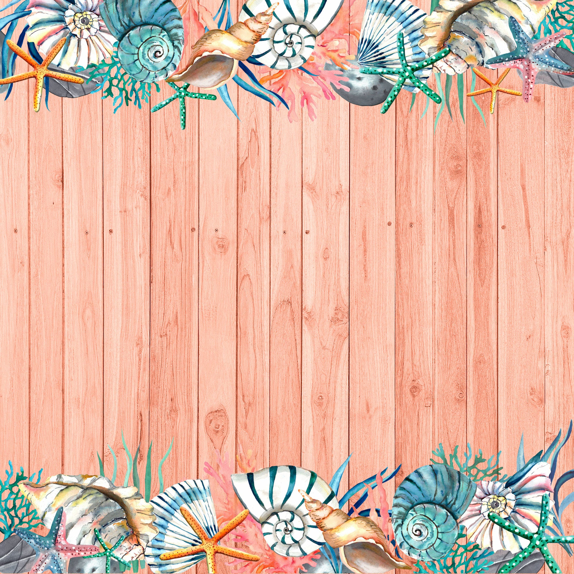 Island Life Collection Seashells 12 x 12 Double-Sided Scrapbook Paper by SSC Designs