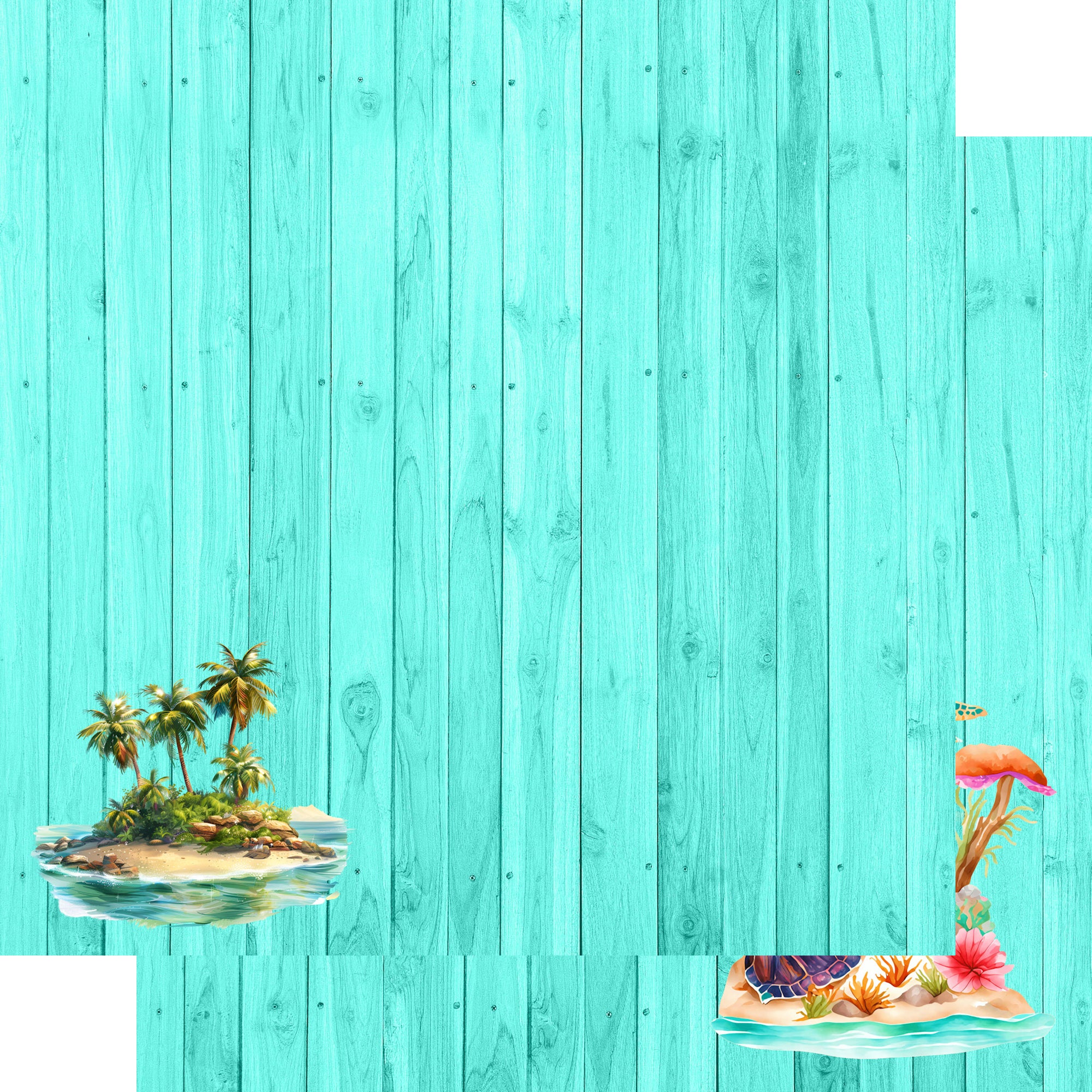 Island Life Collection Sea Turtle 12 x 12 Double-Sided Scrapbook Paper by SSC Designs