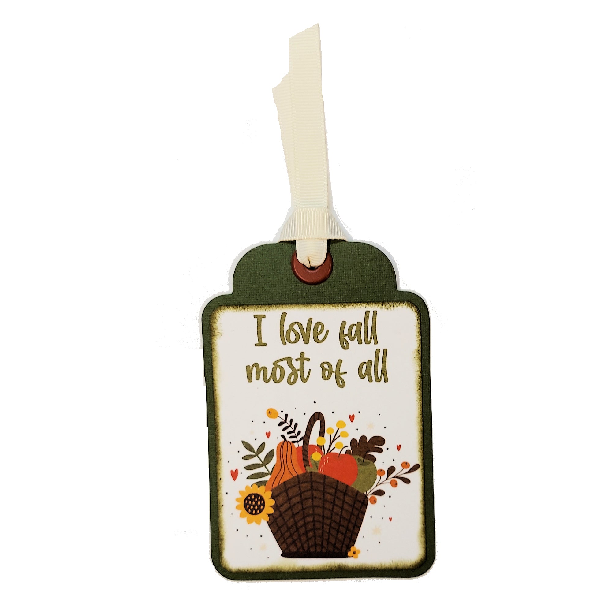 I Love Fall Most Of All Tag 3 x 5 Coordinating Scrapbook Tag Embellishment by SSC Designs