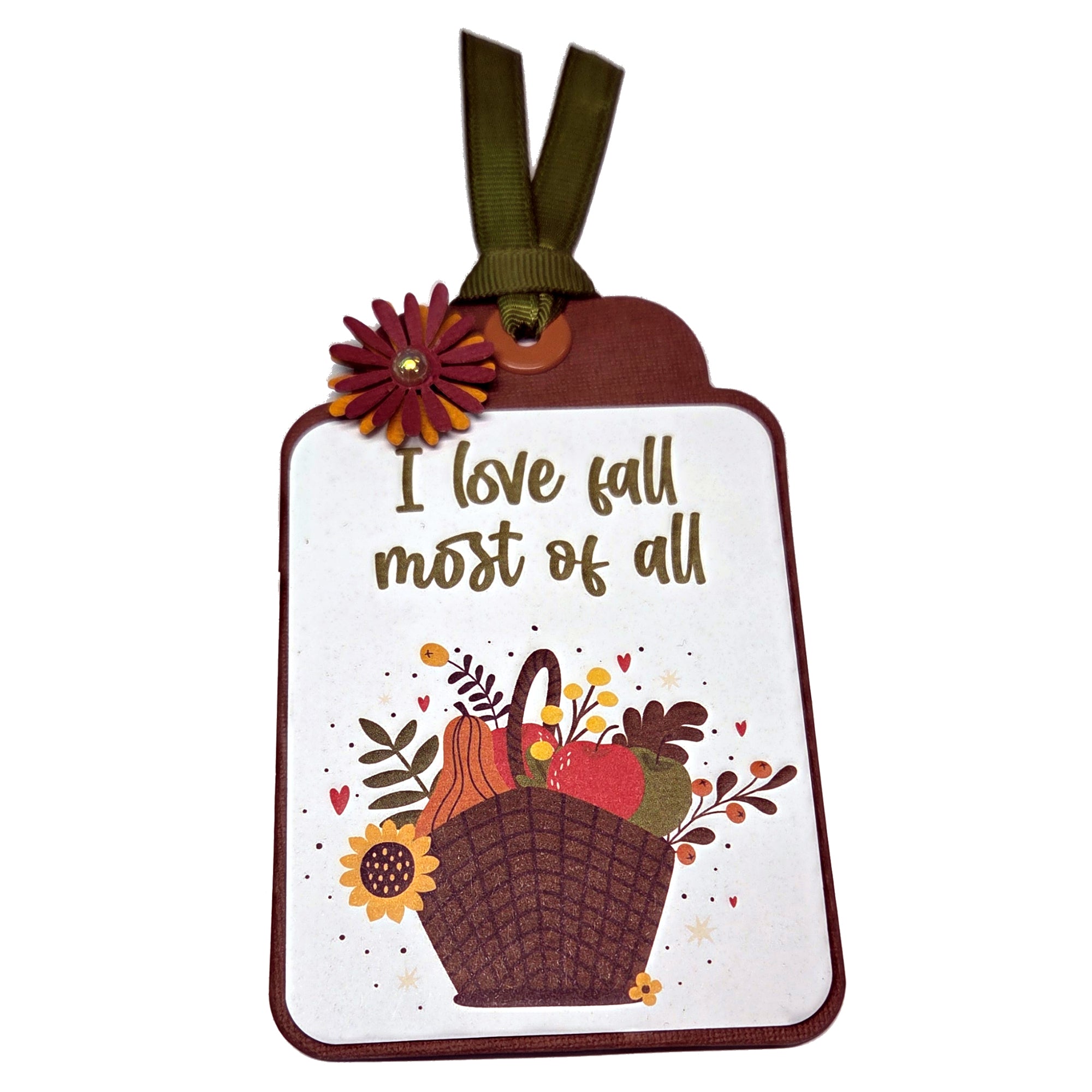 I Love Fall Most Of All Tag 3 x 5 Coordinating Scrapbook Tag Embellishment by SSC Designs