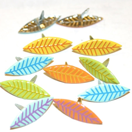 Pastel Leaves Scrapbook Brads by Eyelet Outlet - Pkg. of 12