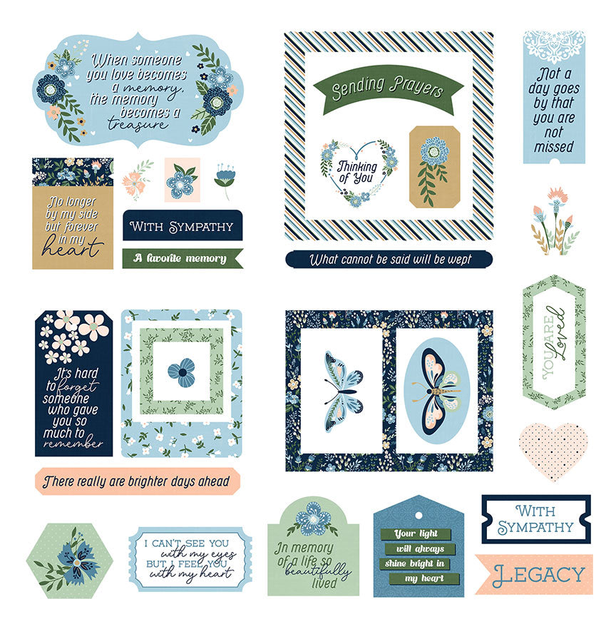 In Loving Memory Collection 5 x 5 Scrapbook Ephemera by Photo Play Paper