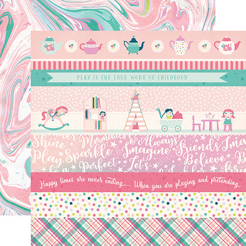 Imagine That Girl Collection Borders Strips 12 x 12 Double-Sided Scrapbook Paper by Echo Park Paper