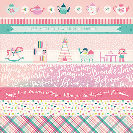 Imagine That Girl Collection Borders Strips 12 x 12 Double-Sided Scrapbook Paper by Echo Park Paper