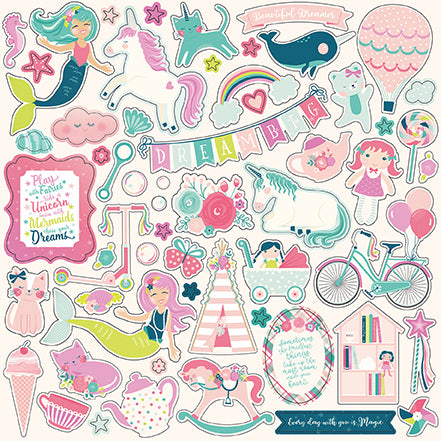 Imagine That Girl Collection 12 x 12 Element Sticker Sheet by Echo Park Paper