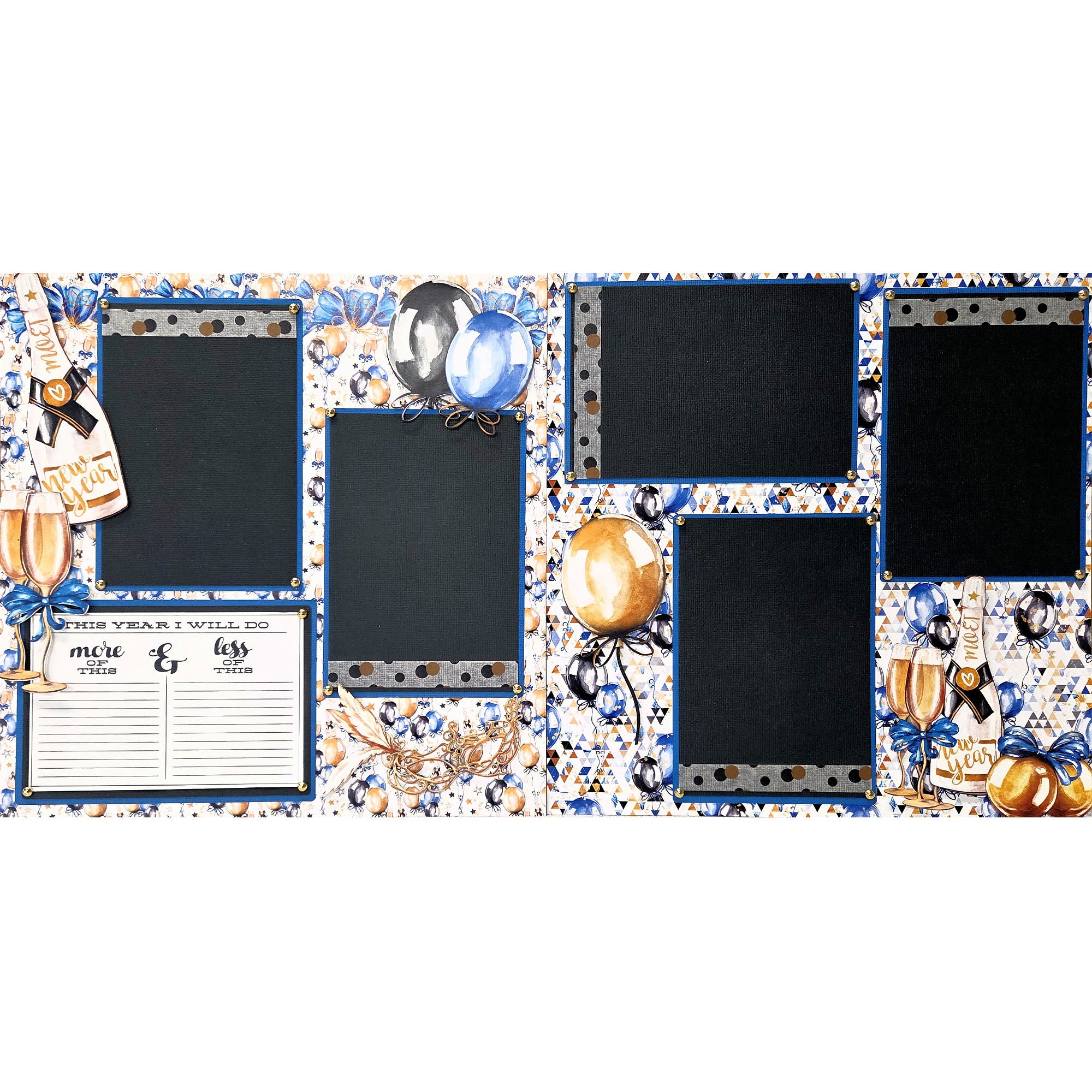 New Year Resolutions (2) - 12 x 12 Pages, Fully-Assembled & Hand-Crafted 3D Scrapbook Premade by SSC Designs