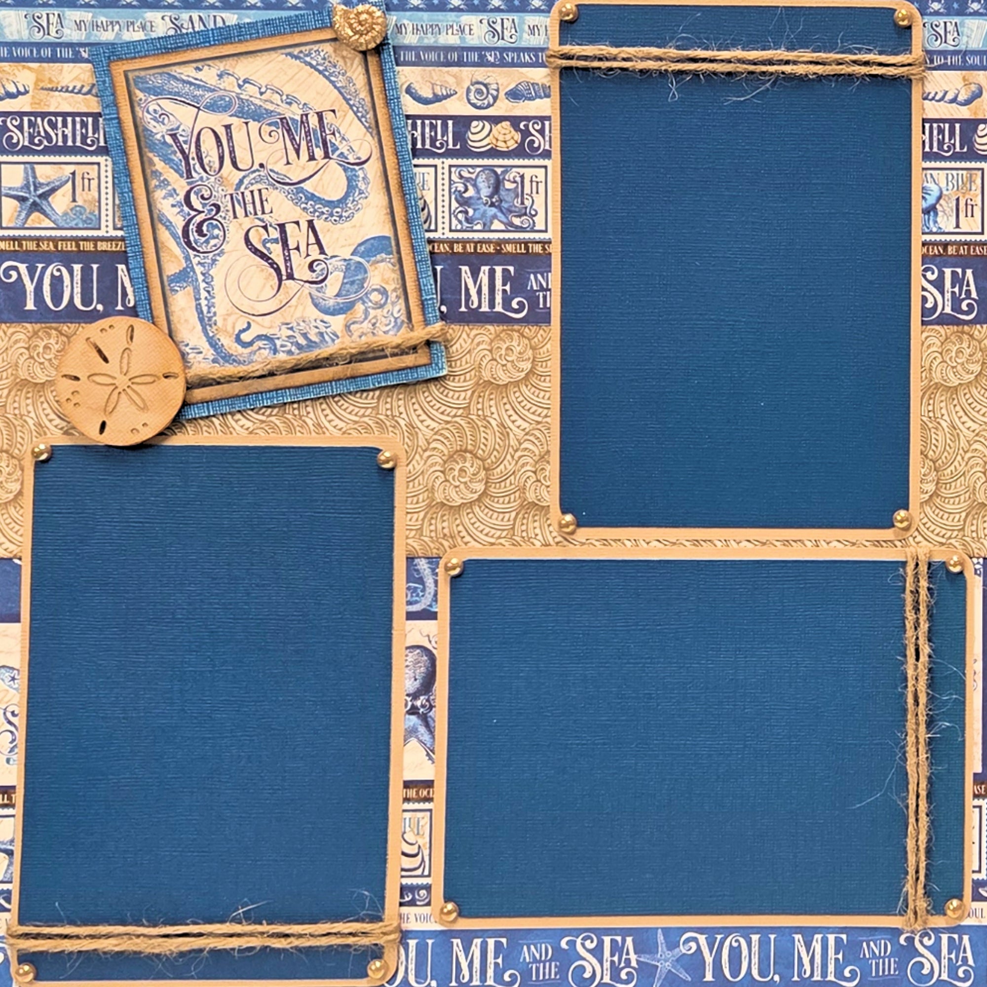 You, Me & The Sea (2) - 12 x 12 Pages, Fully-Assembled & Hand-Crafted Dimensional Scrapbook Premade by SSC Designs