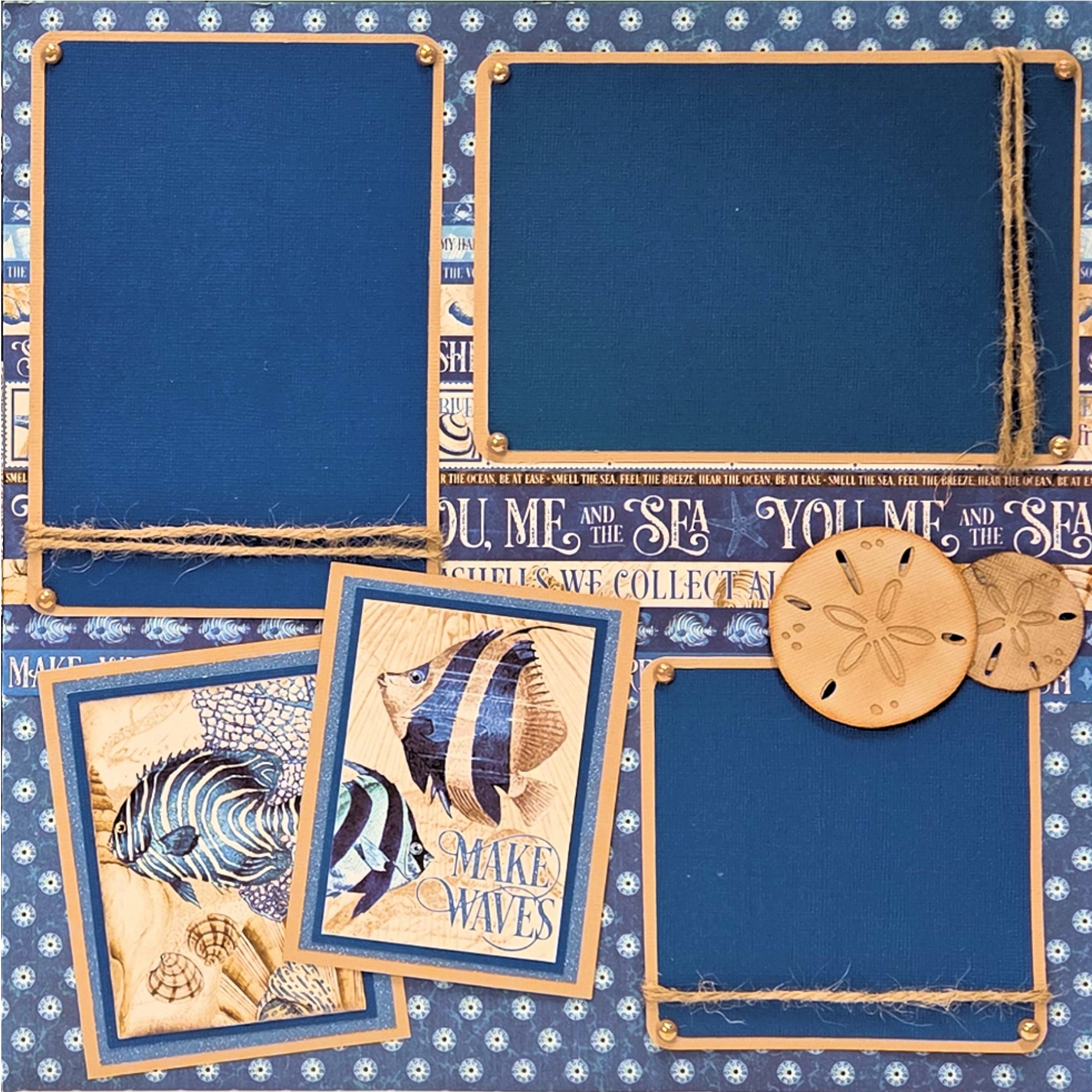 You, Me & The Sea (2) - 12 x 12 Pages, Fully-Assembled & Hand-Crafted Dimensional Scrapbook Premade by SSC Designs