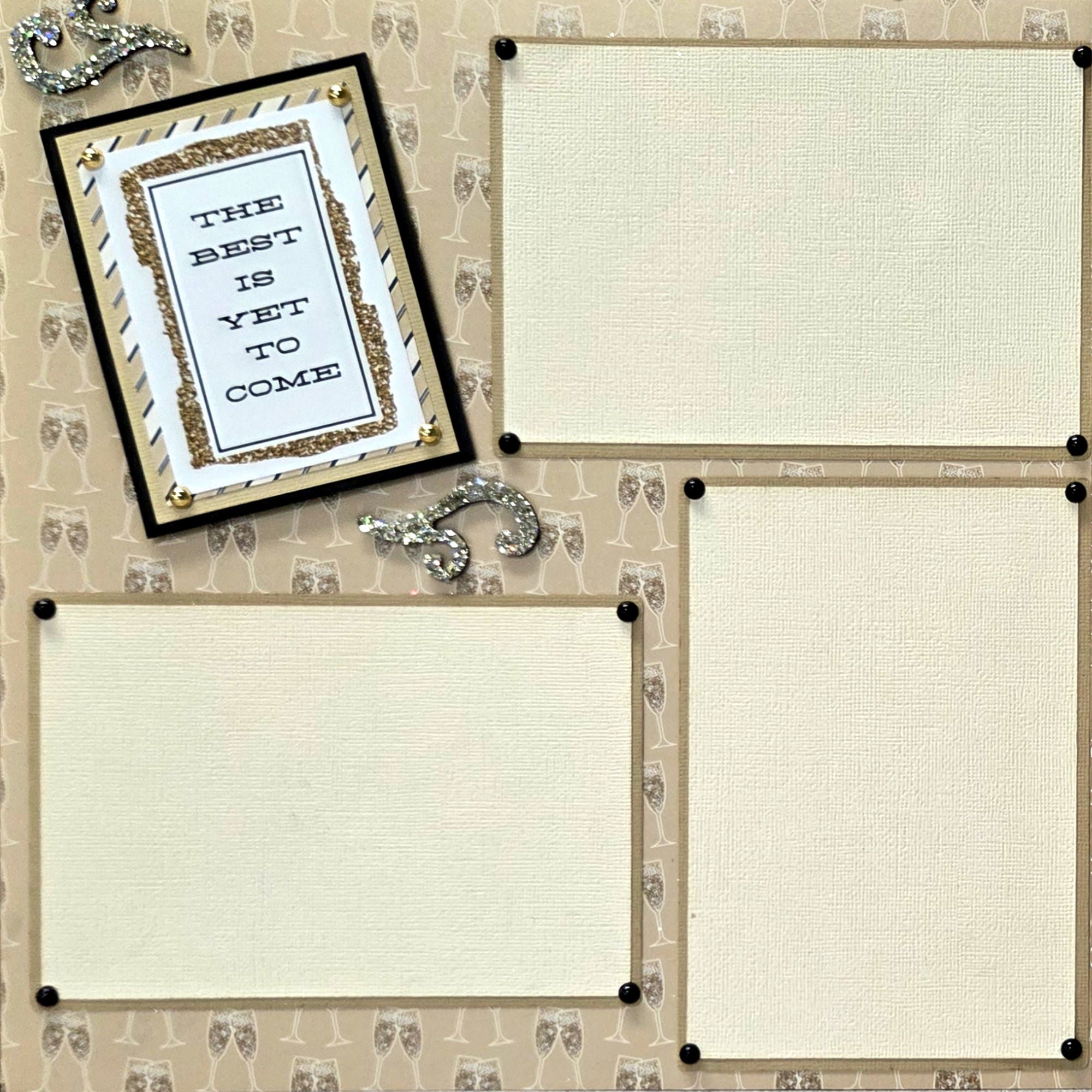 Decorative bulletin board with motivational quote and decorative elements.