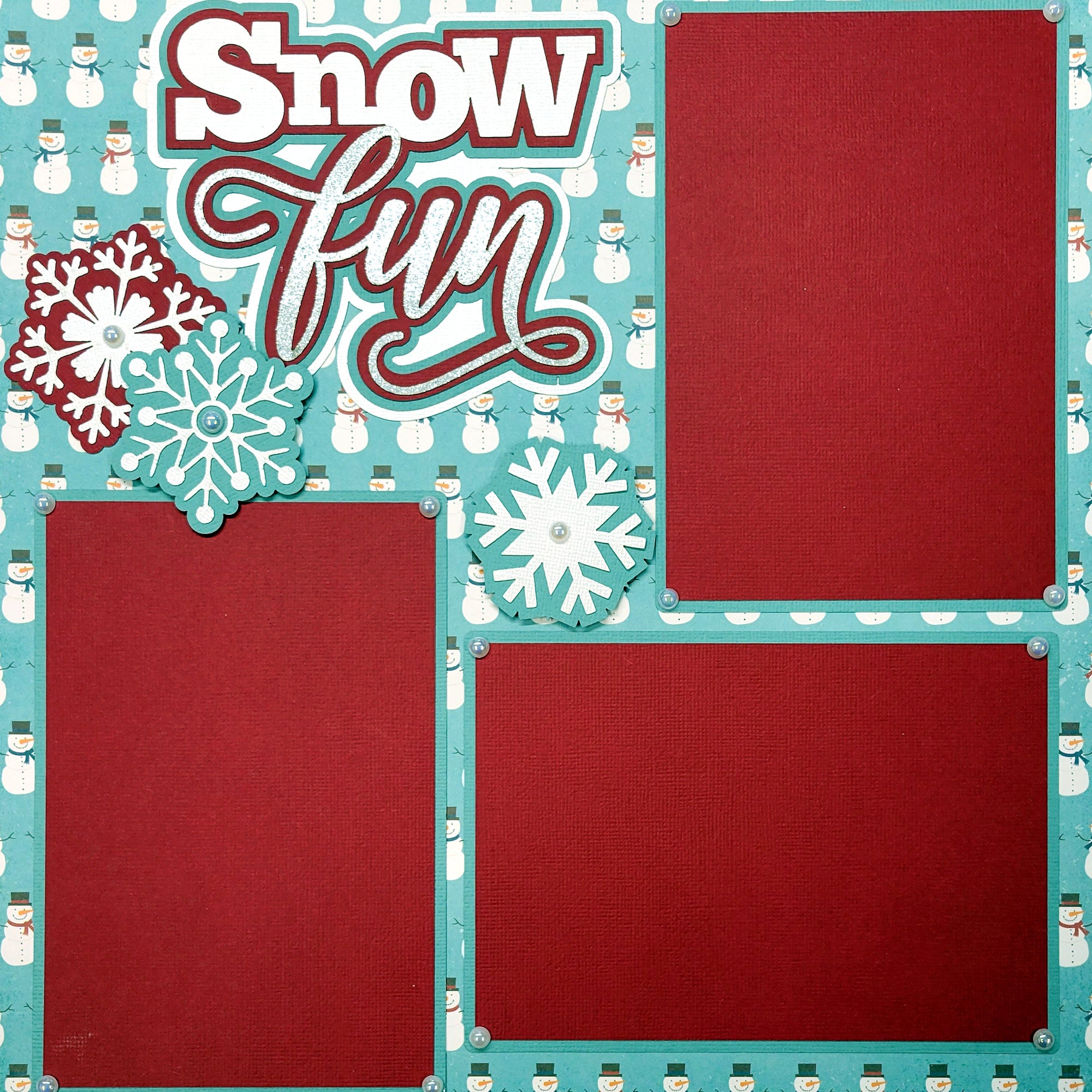 Snow Fun Winter (2) - 12 x 12 Pages, Fully-Assembled & Hand-Crafted 3D Scrapbook Premade by SSC Designs