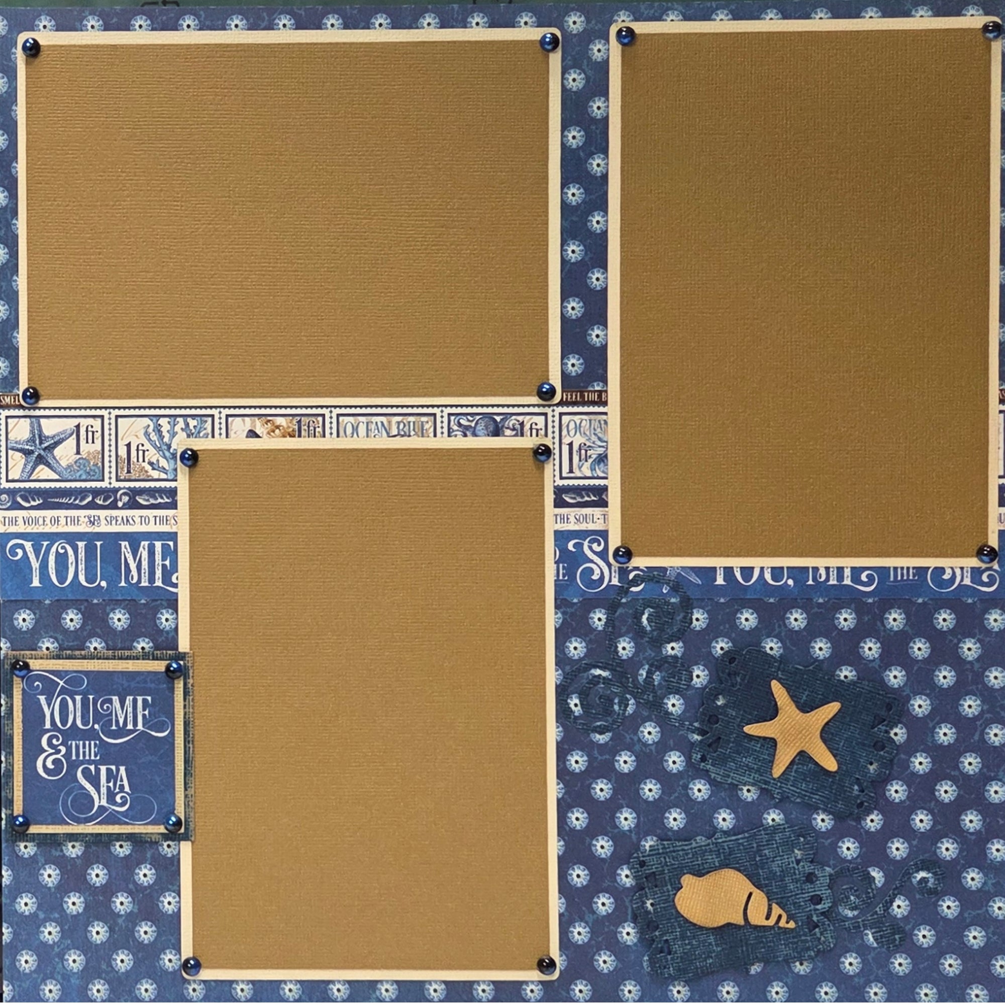 Make A Wish On A Starfish (2) - 12 x 12 Pages, Fully-Assembled & Hand-Crafted Dimensional Scrapbook Premade by SSC Designs