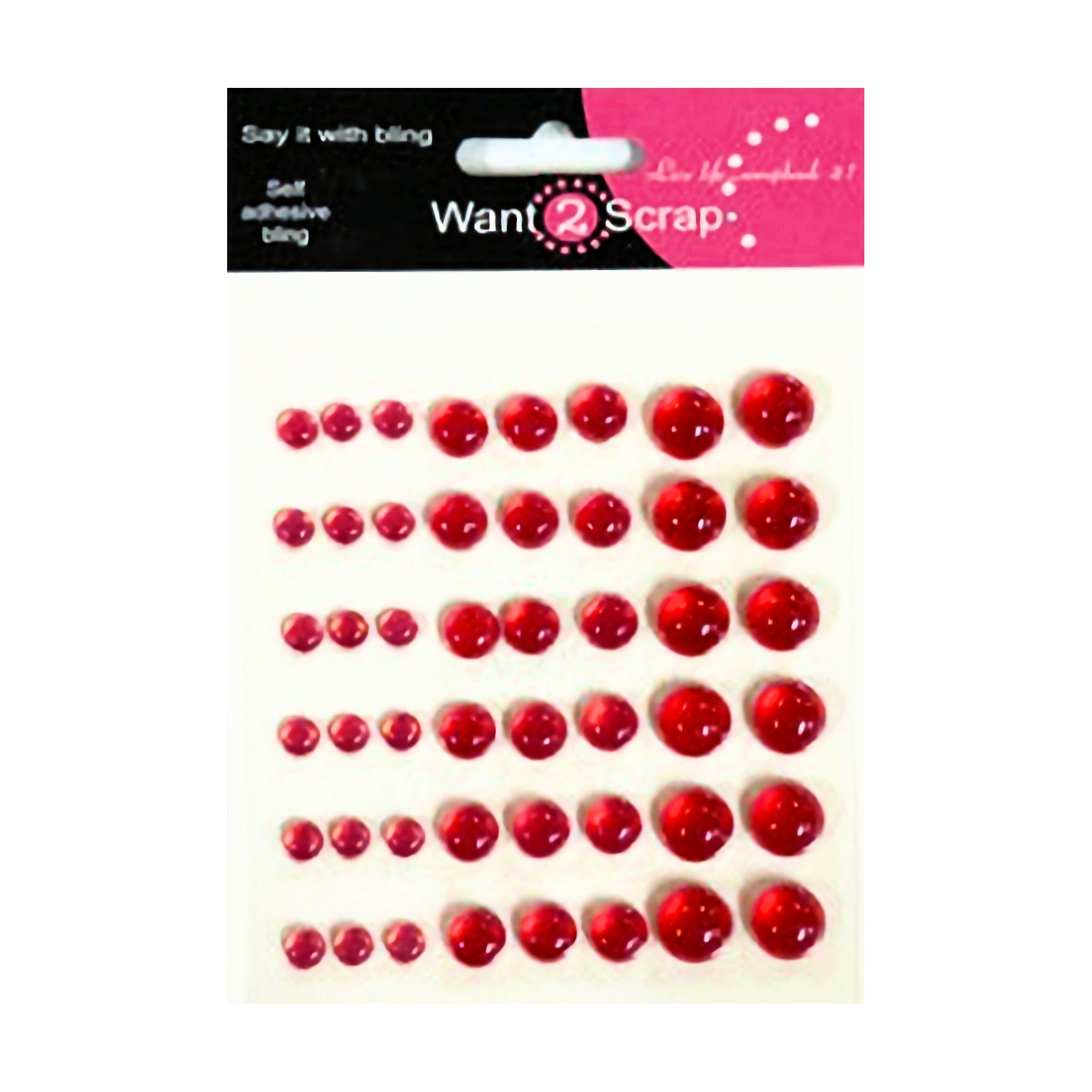 Say It With Bling Collection Translucent Red Dew Drops Self-Adhesive Scrapbook Bling by Want 2 Scrap - 48 Count