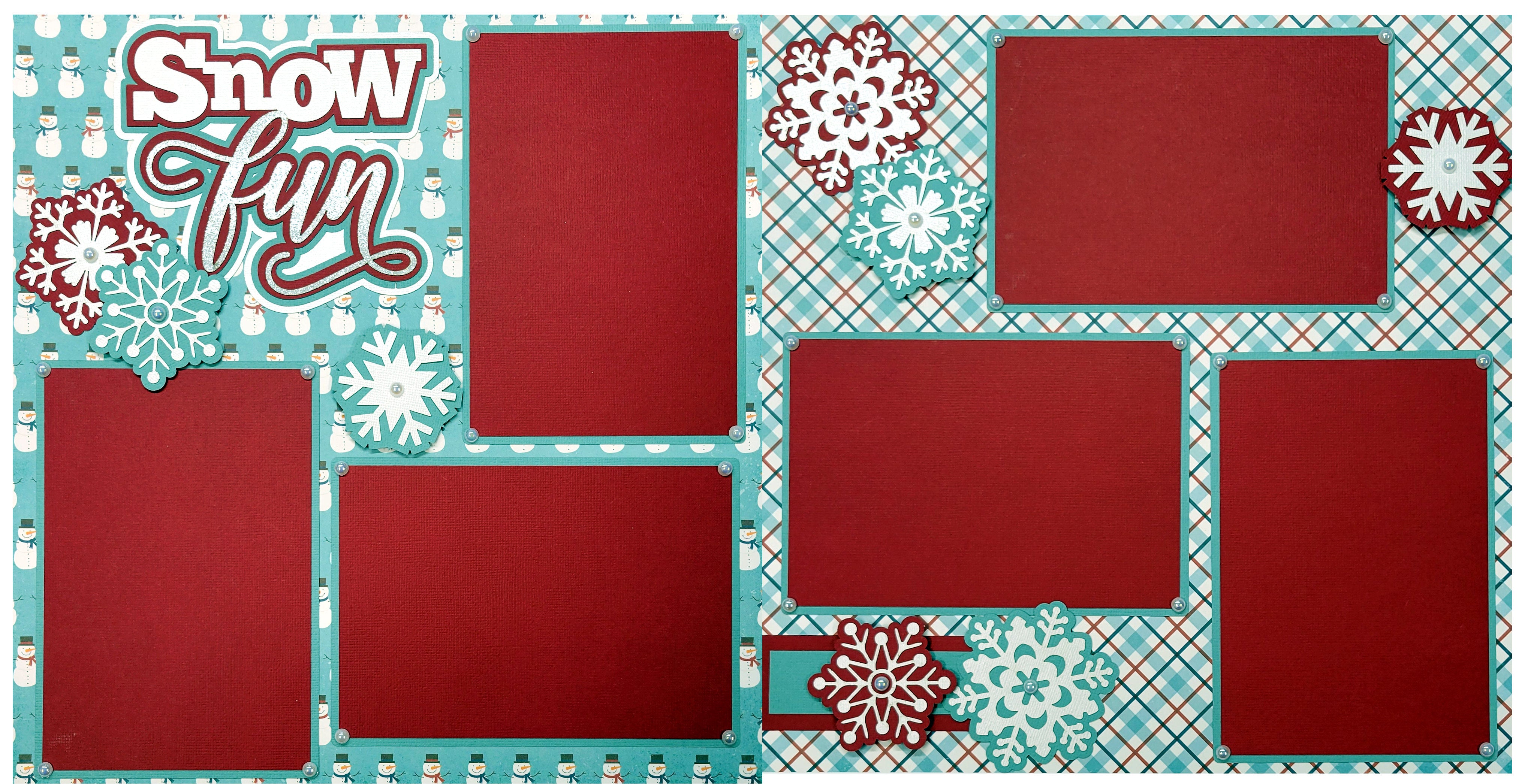 Snow Fun Winter (2) - 12 x 12 Pages, Fully-Assembled & Hand-Crafted 3D Scrapbook Premade by SSC Designs
