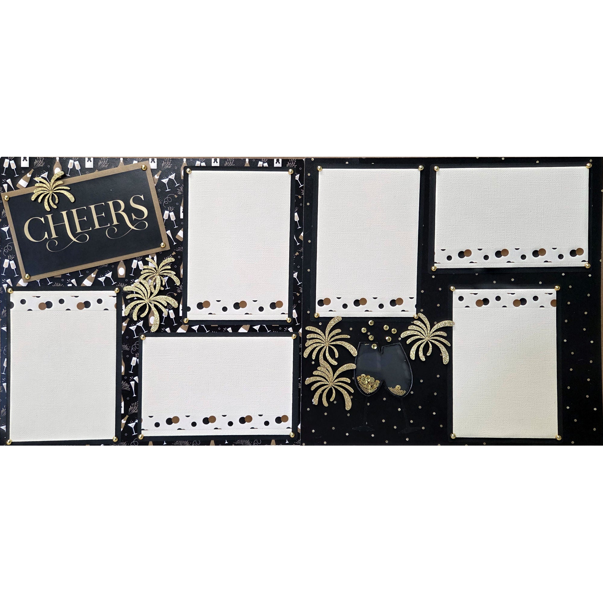 New Year Collection Cheers! (2) - 12 x 12 Pages, Fully-Assembled & Hand-Crafted 3D Scrapbook Premade by SSC Designs