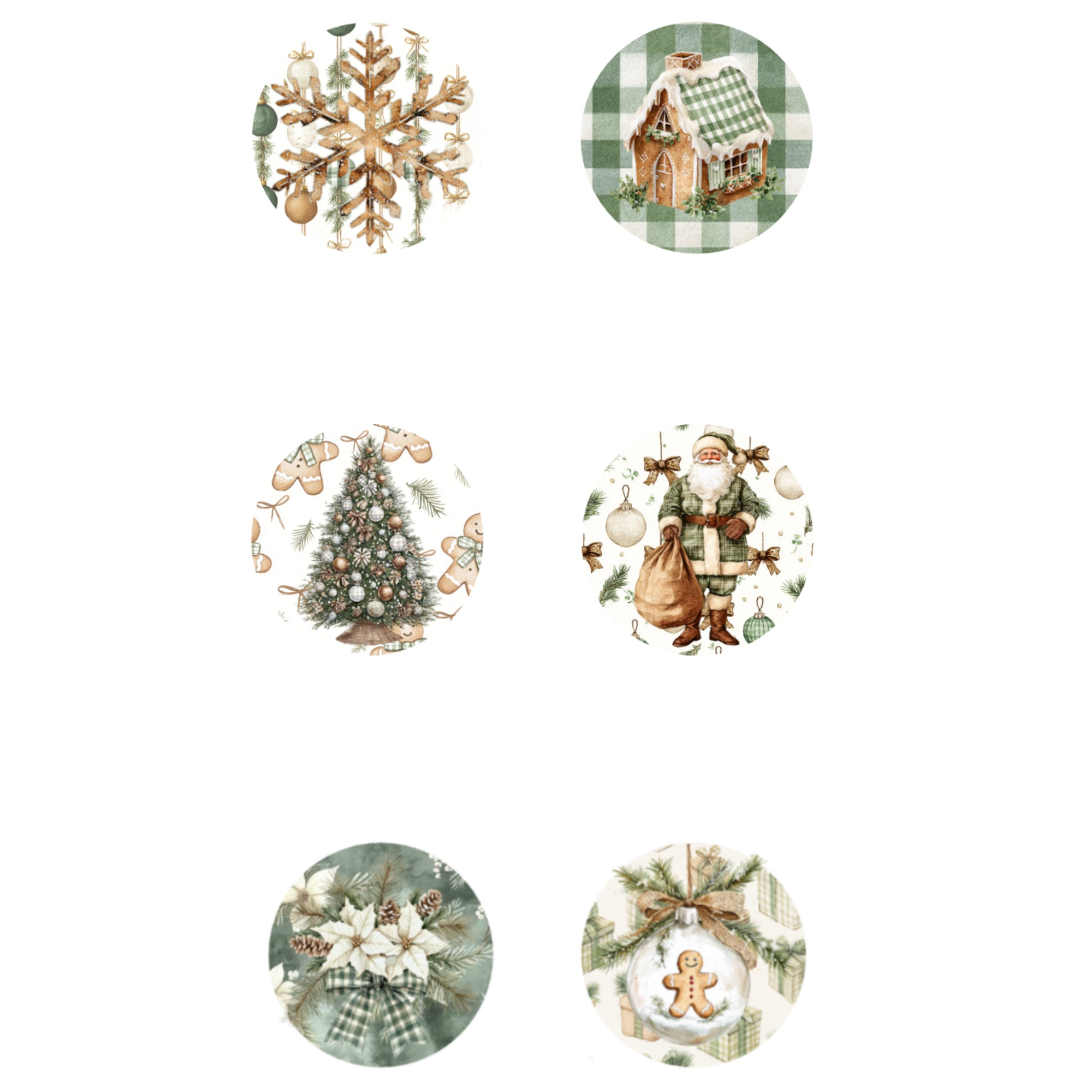 Evergreen Christmas Collection Button Bubbles 1" Self-Adhesive Scrapbook Embellishments by MH Flair & More