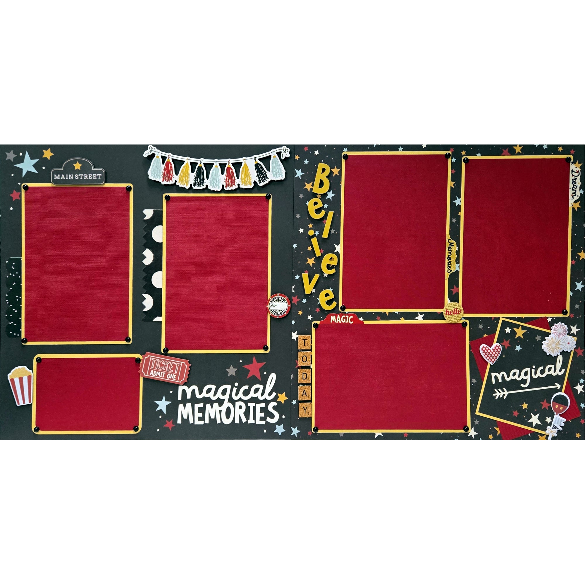 Disneyana Collection Magical Memories Main Street (2) - 12 x 12 Pages, Fully-Assembled & Hand-Crafted Dimensional Scrapbook Premade by SSC Designs