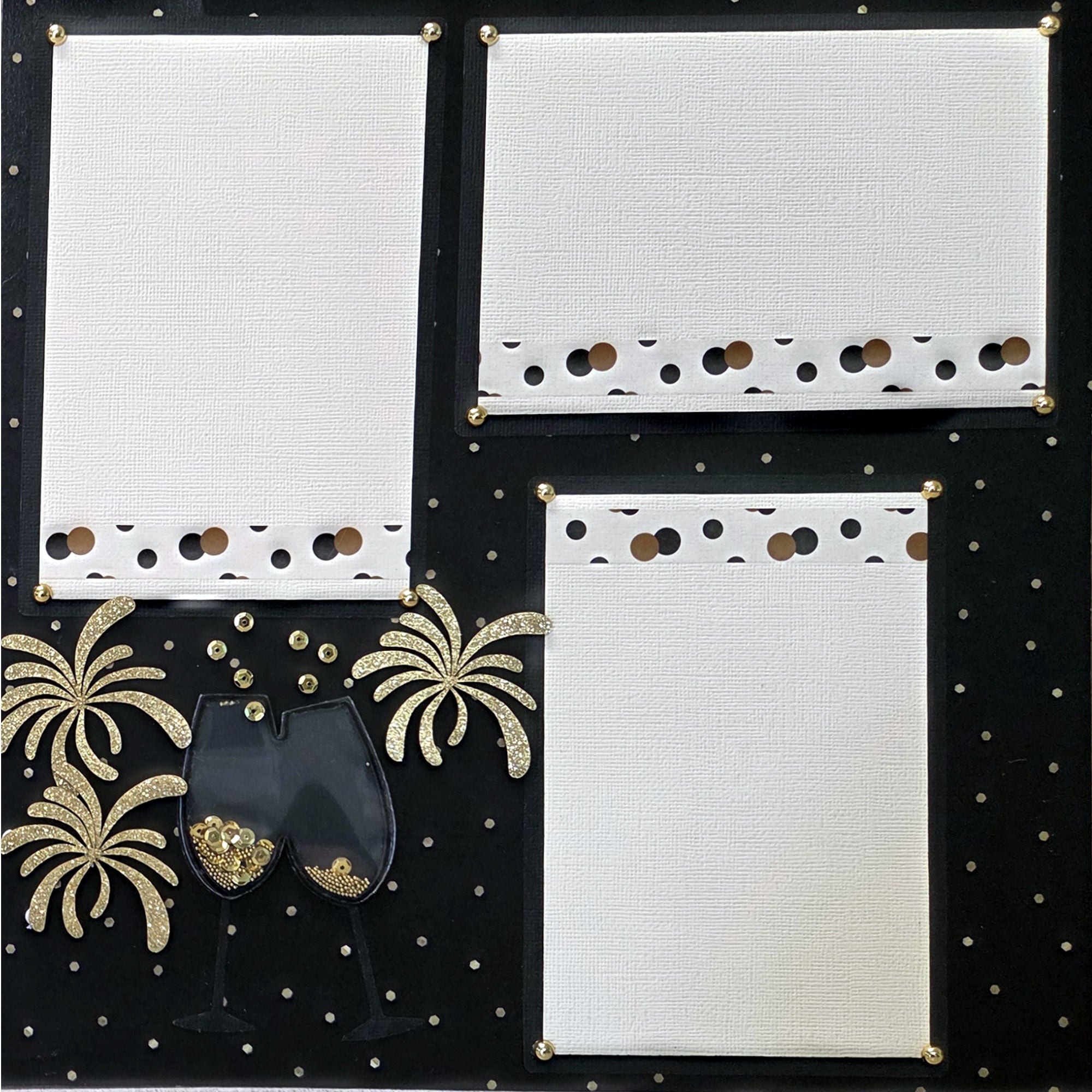 New Year Collection Cheers! (2) - 12 x 12 Pages, Fully-Assembled & Hand-Crafted 3D Scrapbook Premade by SSC Designs