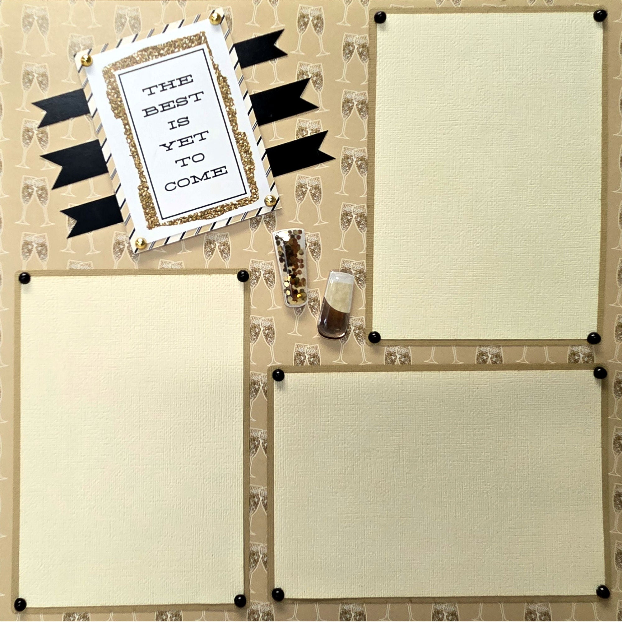 New Year's Collection The Best Is Yet To Come (2) - 12 x 12 Pages, Fully-Assembled & Hand-Crafted 3D Scrapbook Premade by SSC Designs