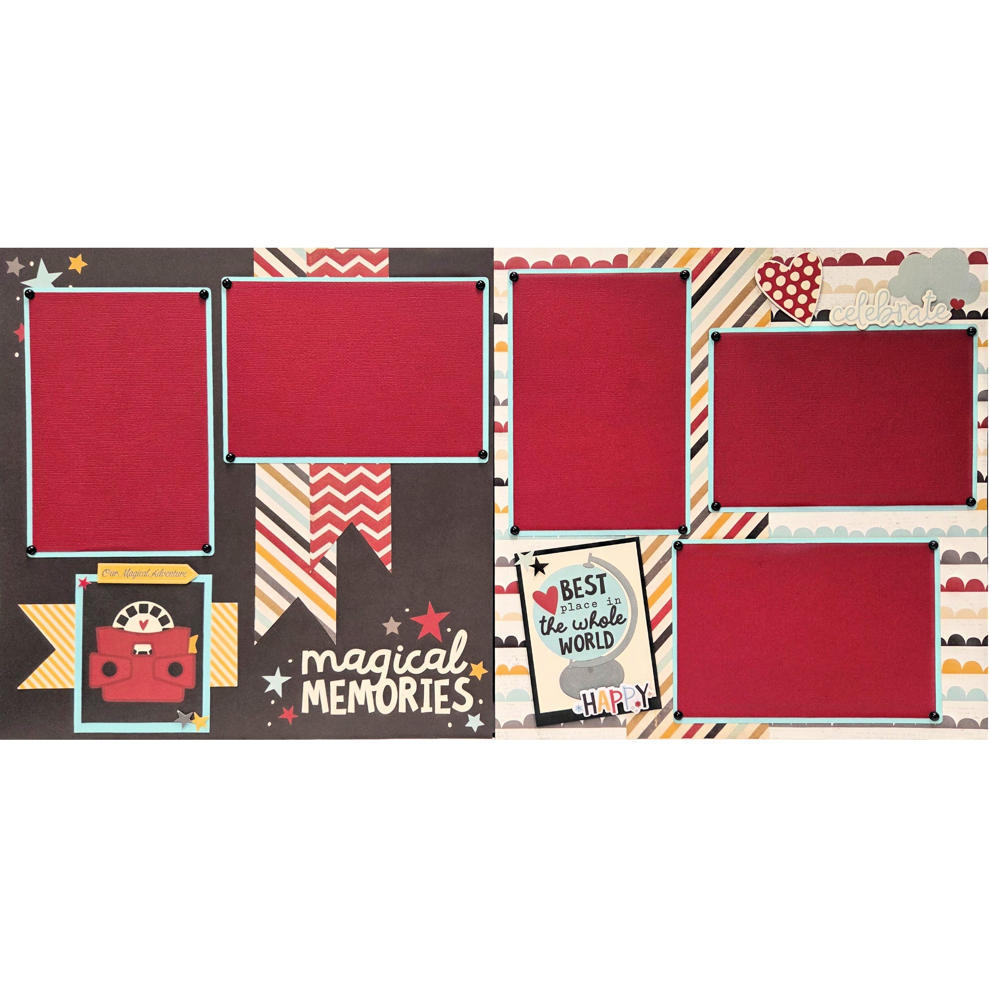 Disneyana Collection Magical Memories Celebrate (2) - 12 x 12 Pages, Fully-Assembled & Hand-Crafted Dimensional Scrapbook Premade by SSC Designs