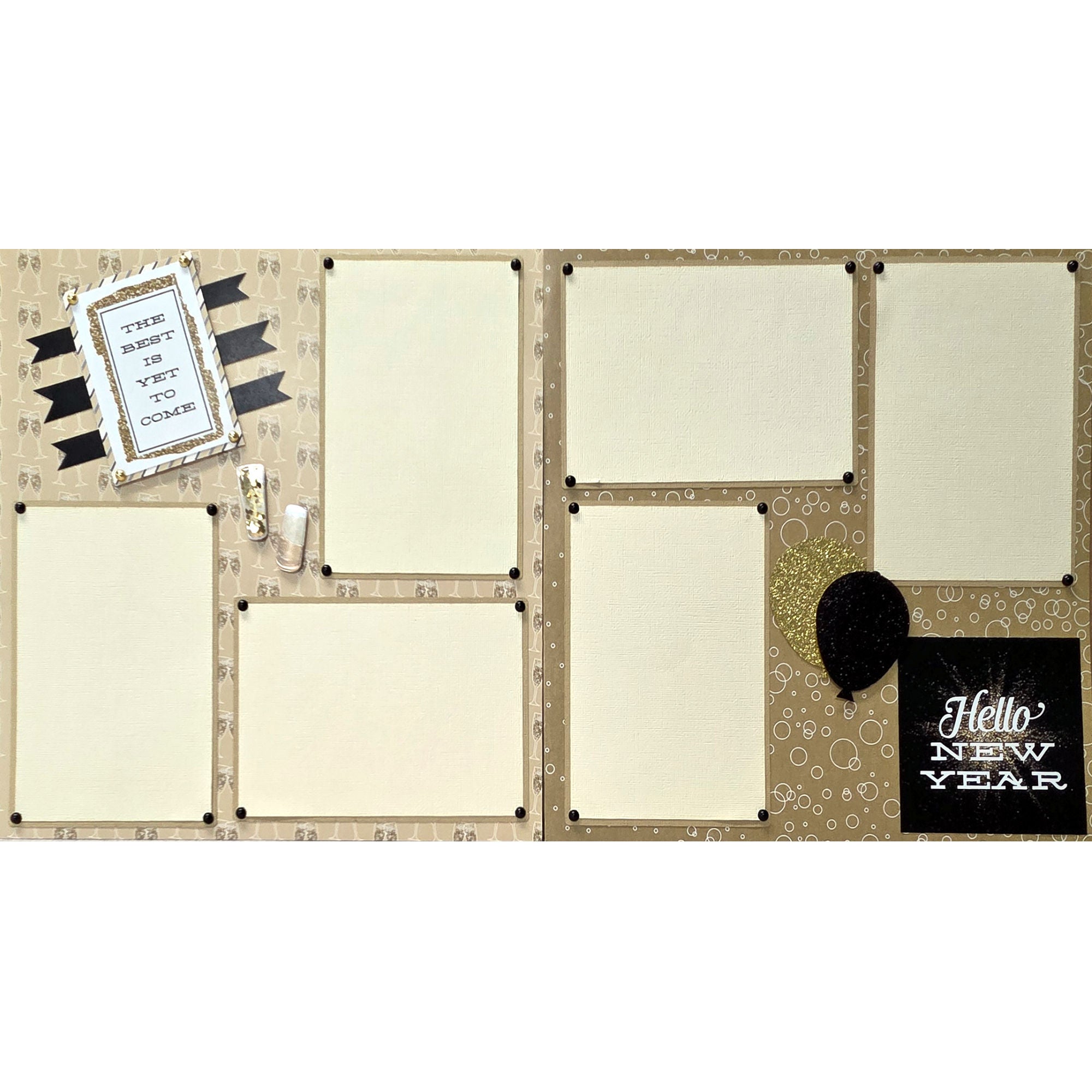 New Year's Collection The Best Is Yet To Come (2) - 12 x 12 Pages, Fully-Assembled & Hand-Crafted 3D Scrapbook Premade by SSC Designs