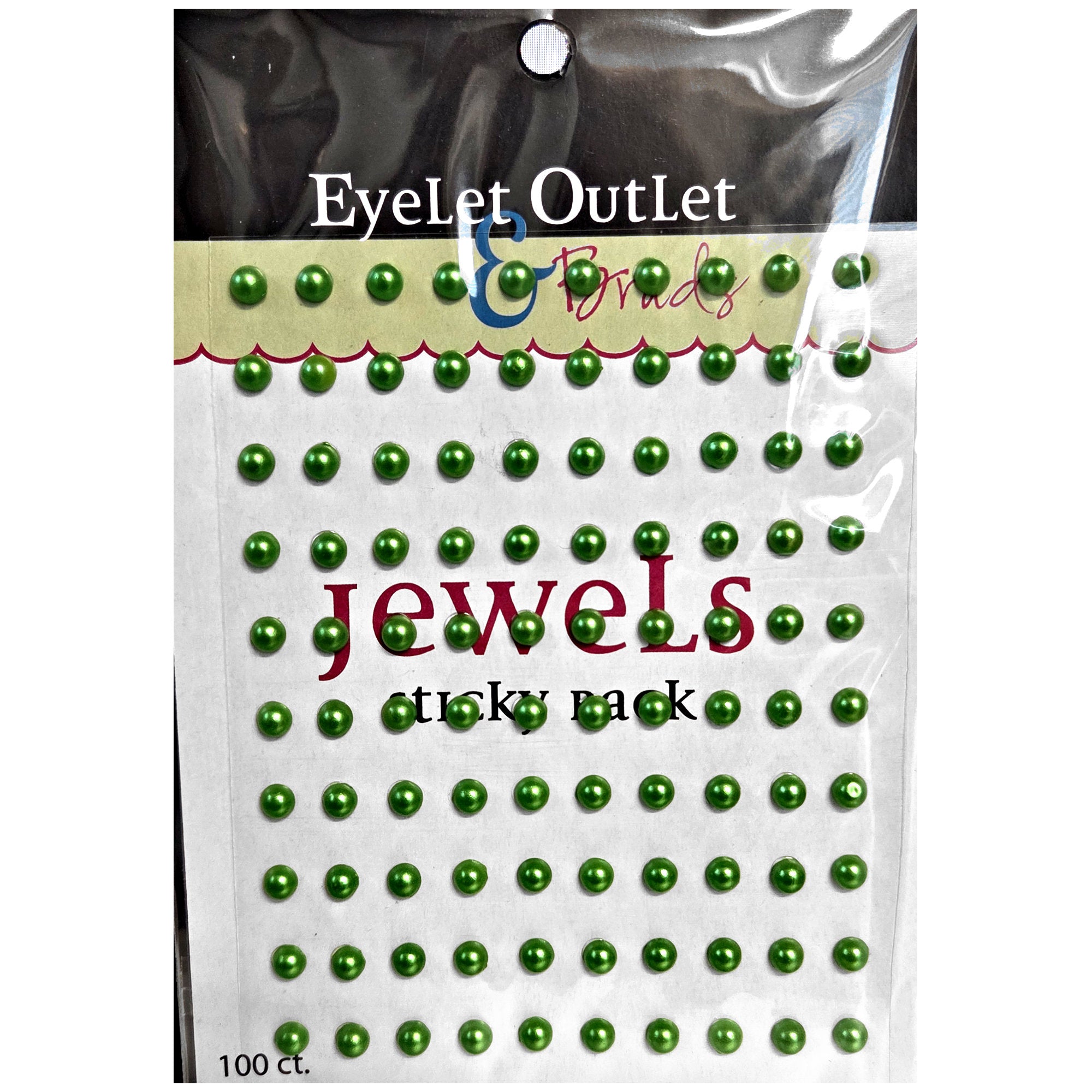 Our Brads Need Friends Collection Green Self-Adhesive Pearls by Eyelet Outlet - 100 Pearls