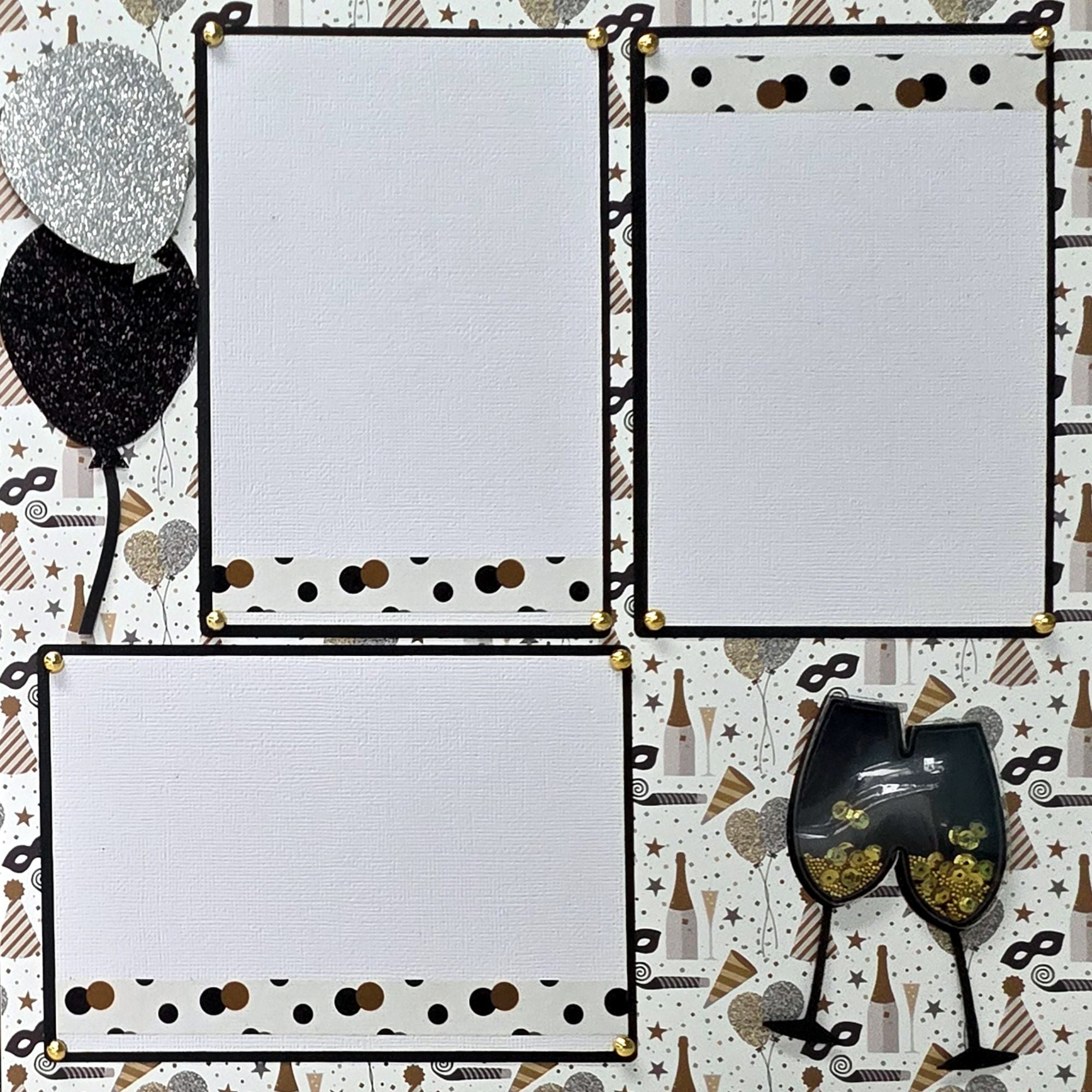 New Year Collection Cheers To The New Year (2) - 12 x 12 Pages, Fully-Assembled & Hand-Crafted 3D Scrapbook Premade by SSC Designs