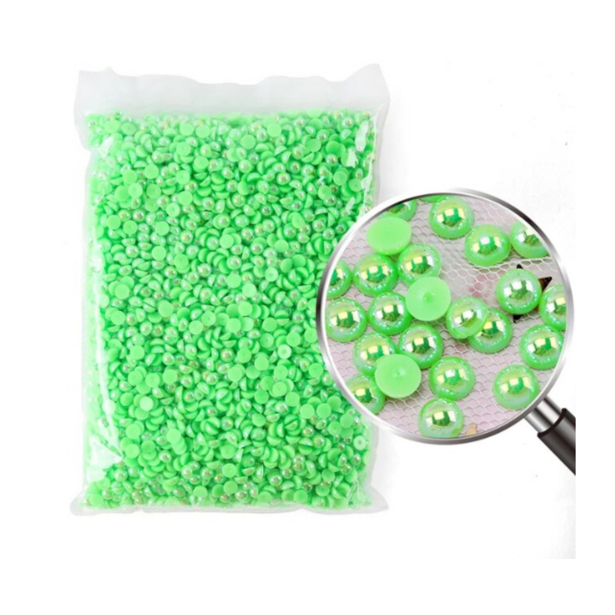 Green Iridescent 6mm AB Flatback Pearls by SSC Designs - 100/Package