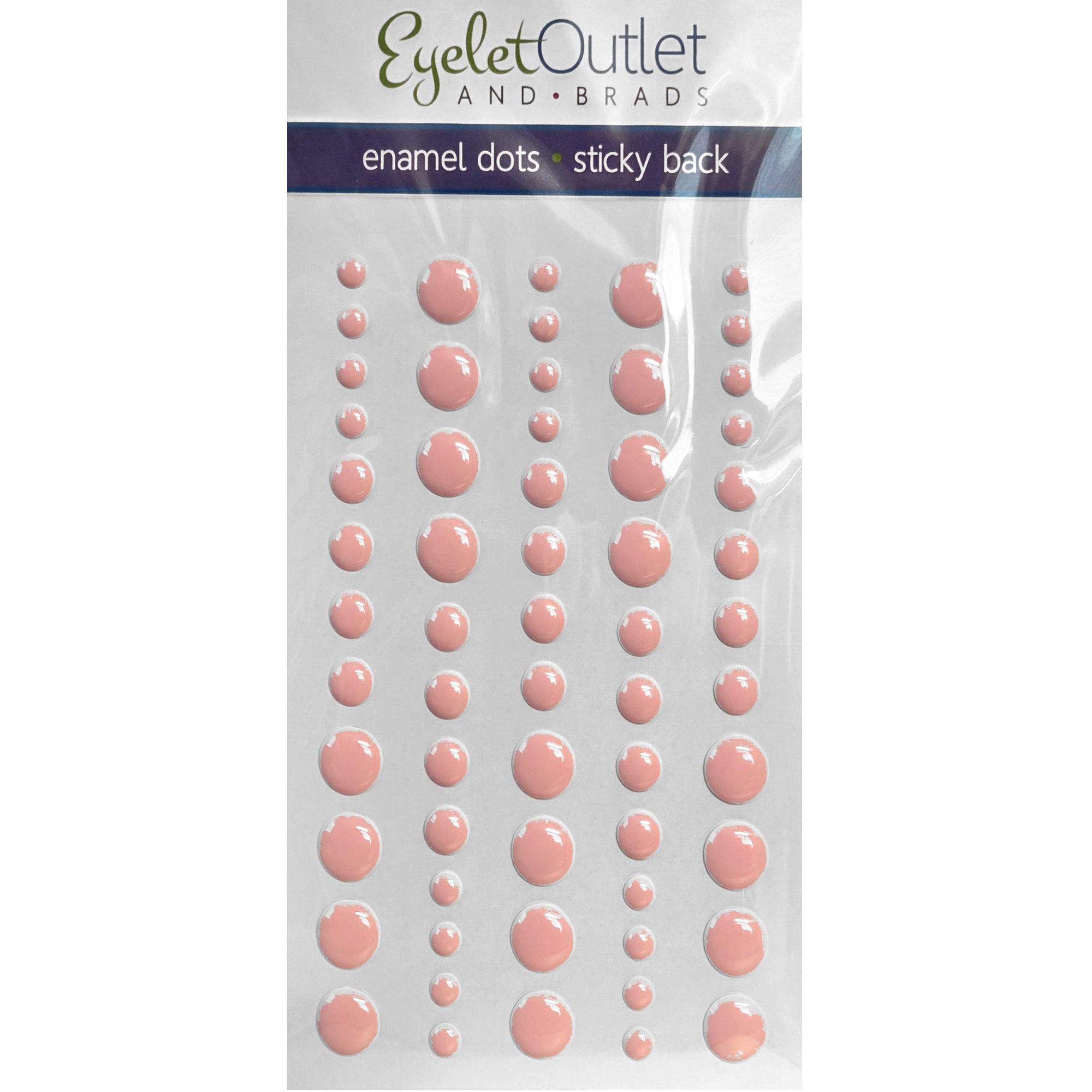 Our Brads Need Friends Collection 3 x 5 Soft Pink Scrapbook Enamel Sticky Back Dots by Eyelet Outlet 60 Count