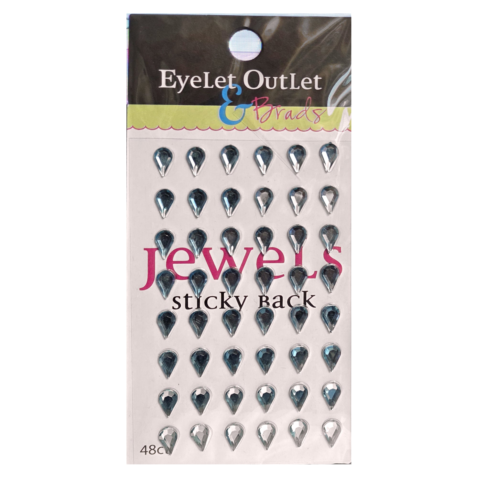 Our Brads Need Friends Collection Baby Blue Teardrop Rhinestone Self-Adhesive Bling by Eyelet Outlet - 48 Count
